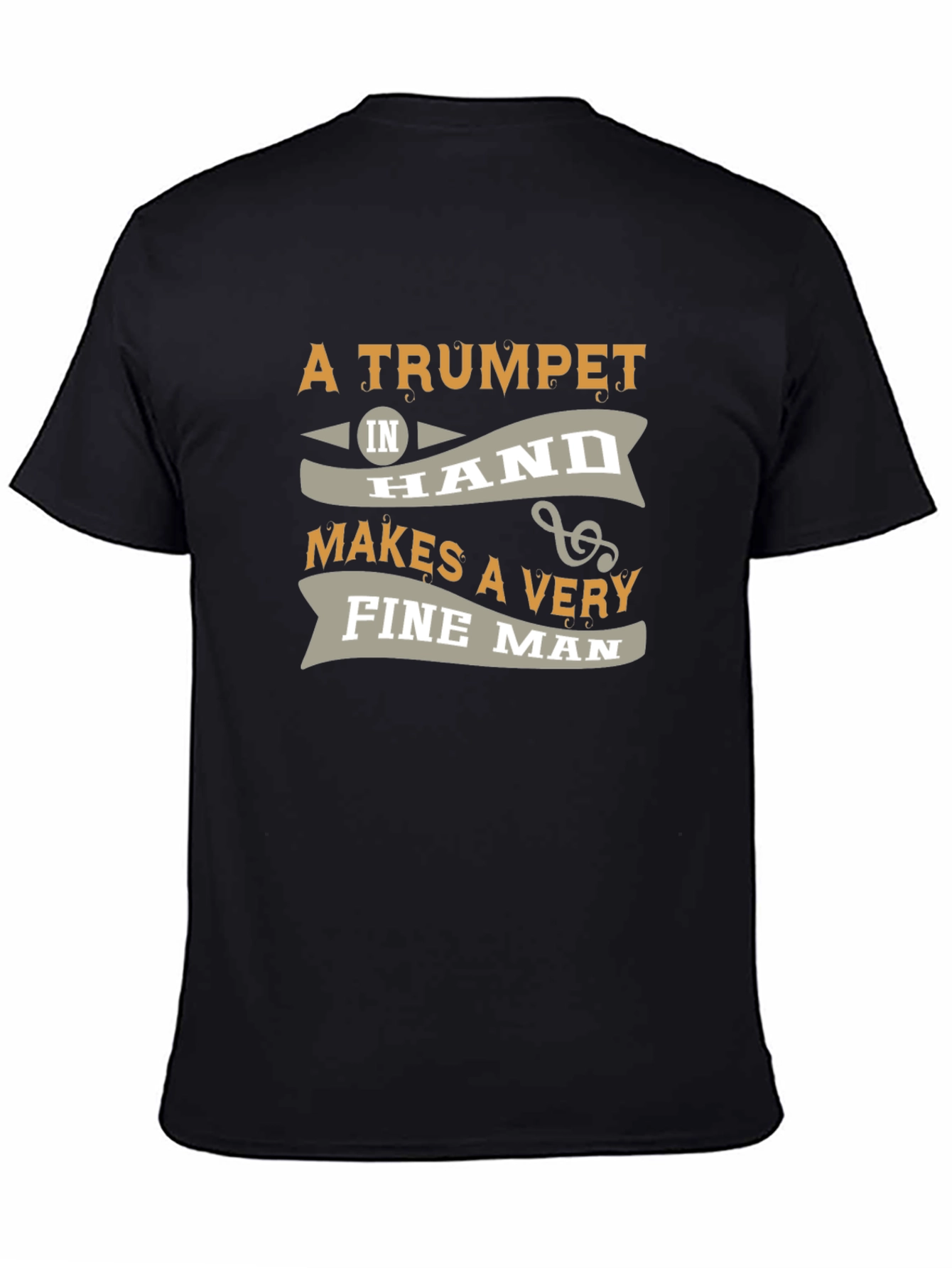Camiseta Negra: Trompeta y Hombre Elegante