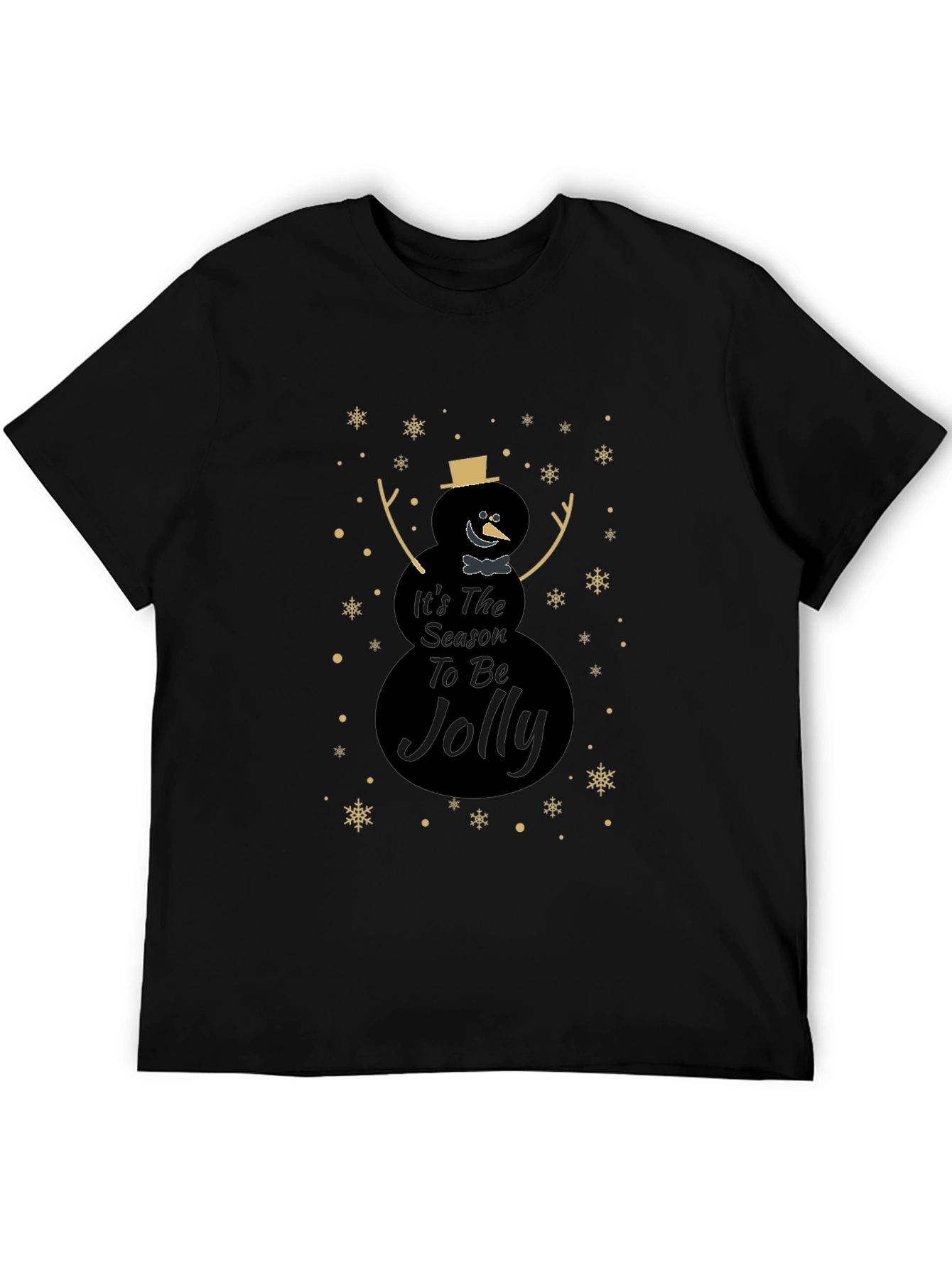 Camiseta Negra Navideña con Diseño de Muñeco de Nieve