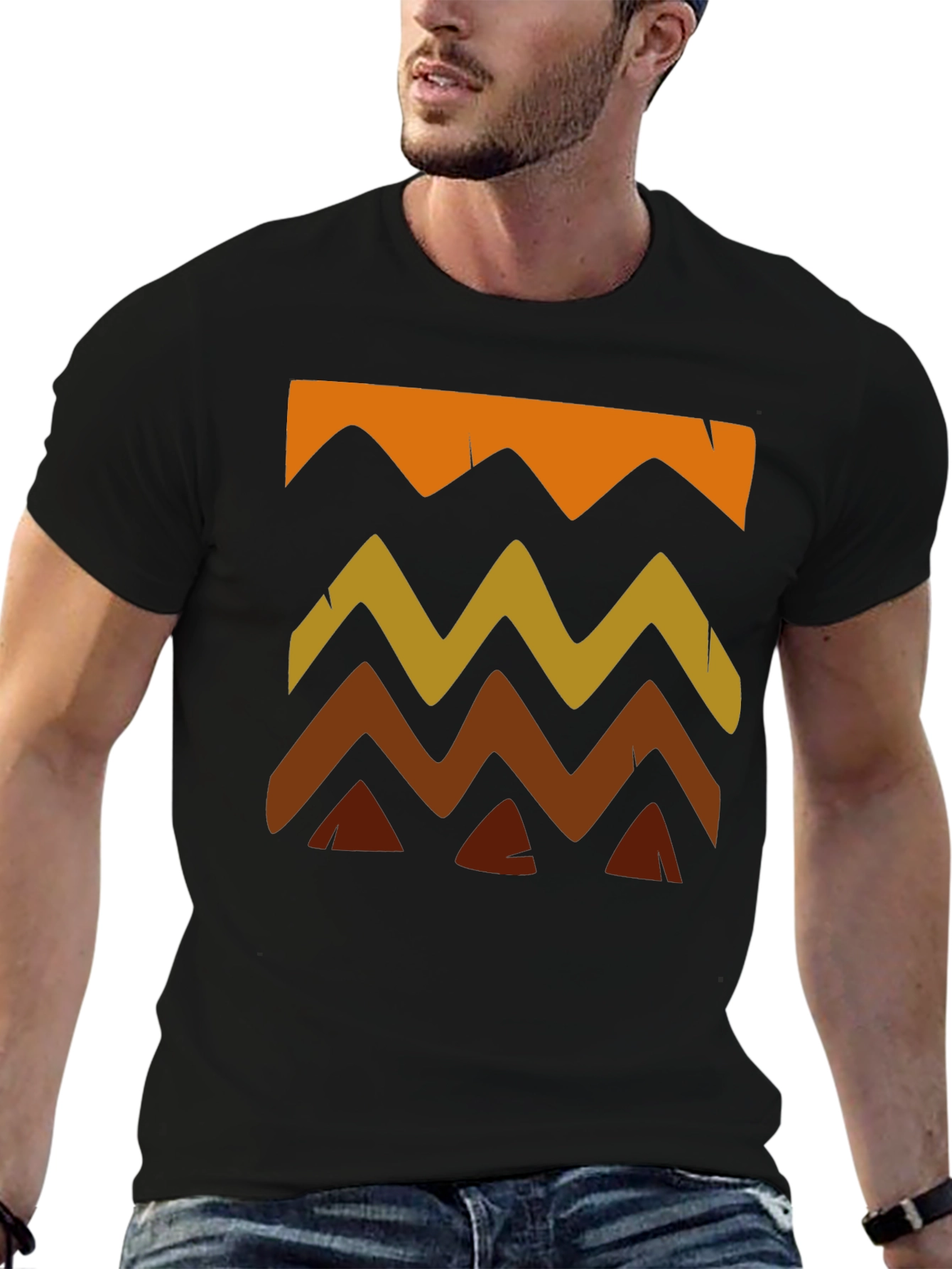 Camiseta Hombre Diseño Ondas Estilo Tribal