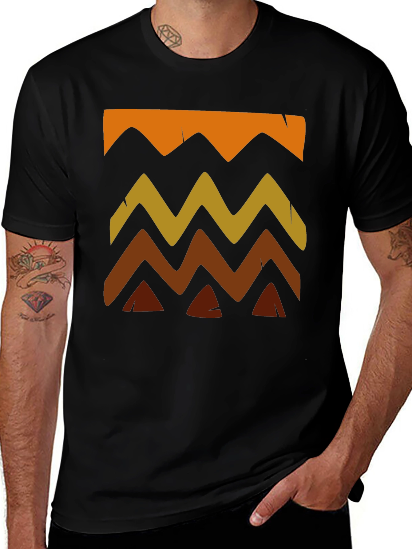 Camiseta Hombre Diseño Ondas Estilo Tribal