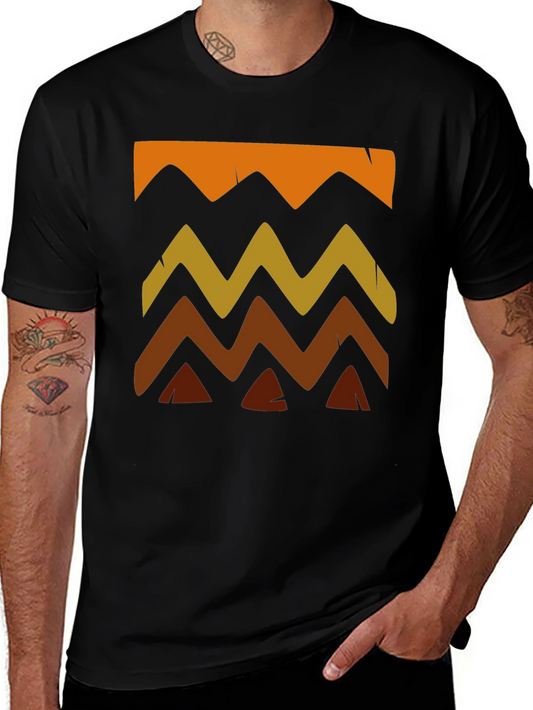 Camiseta Hombre Diseño Ondas Estilo Tribal