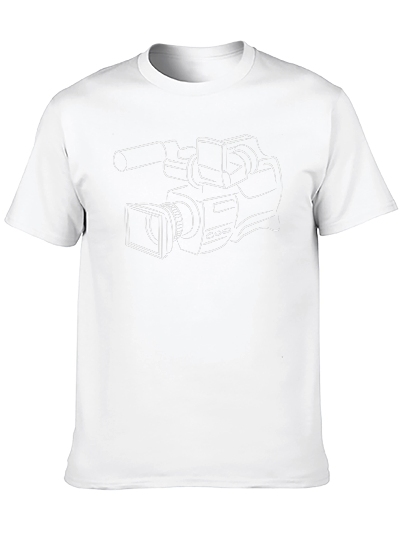 Camiseta Negra con Dibujo de Cámara Profesional