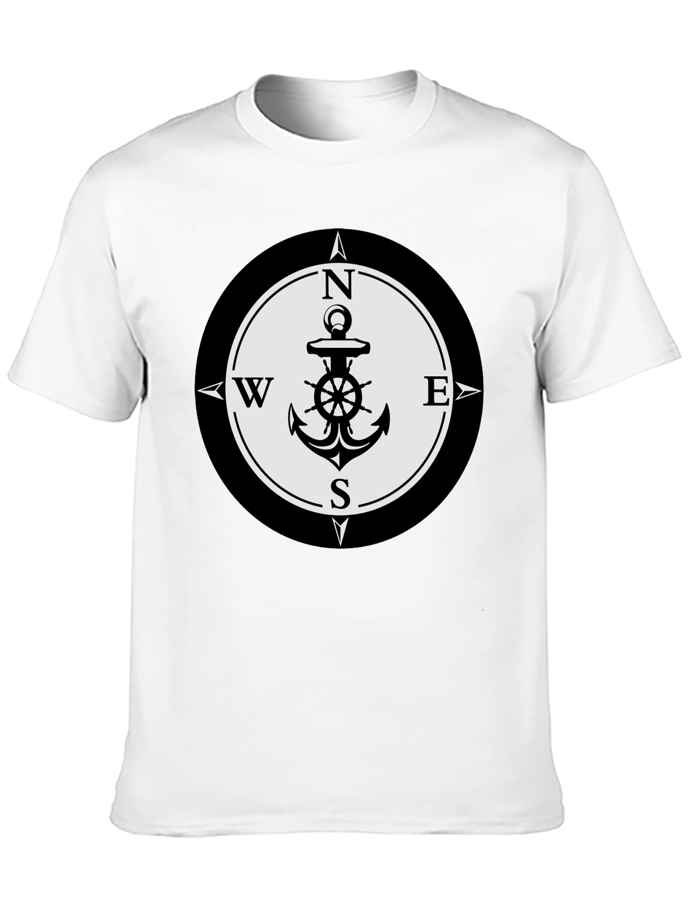 Camiseta Hombre Negra con Diseño Ancla Náutica