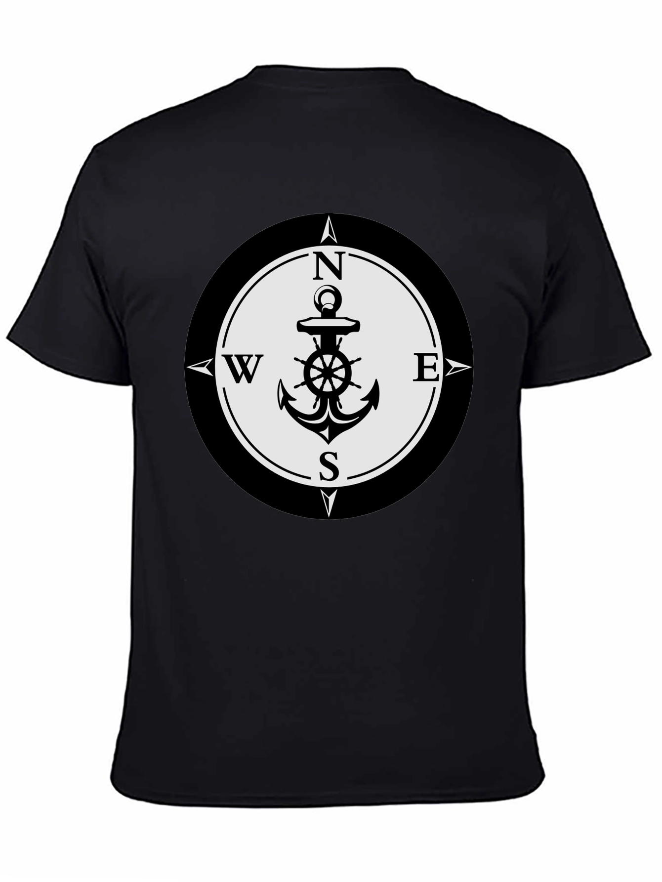 Camiseta Hombre Negra con Diseño Ancla Náutica