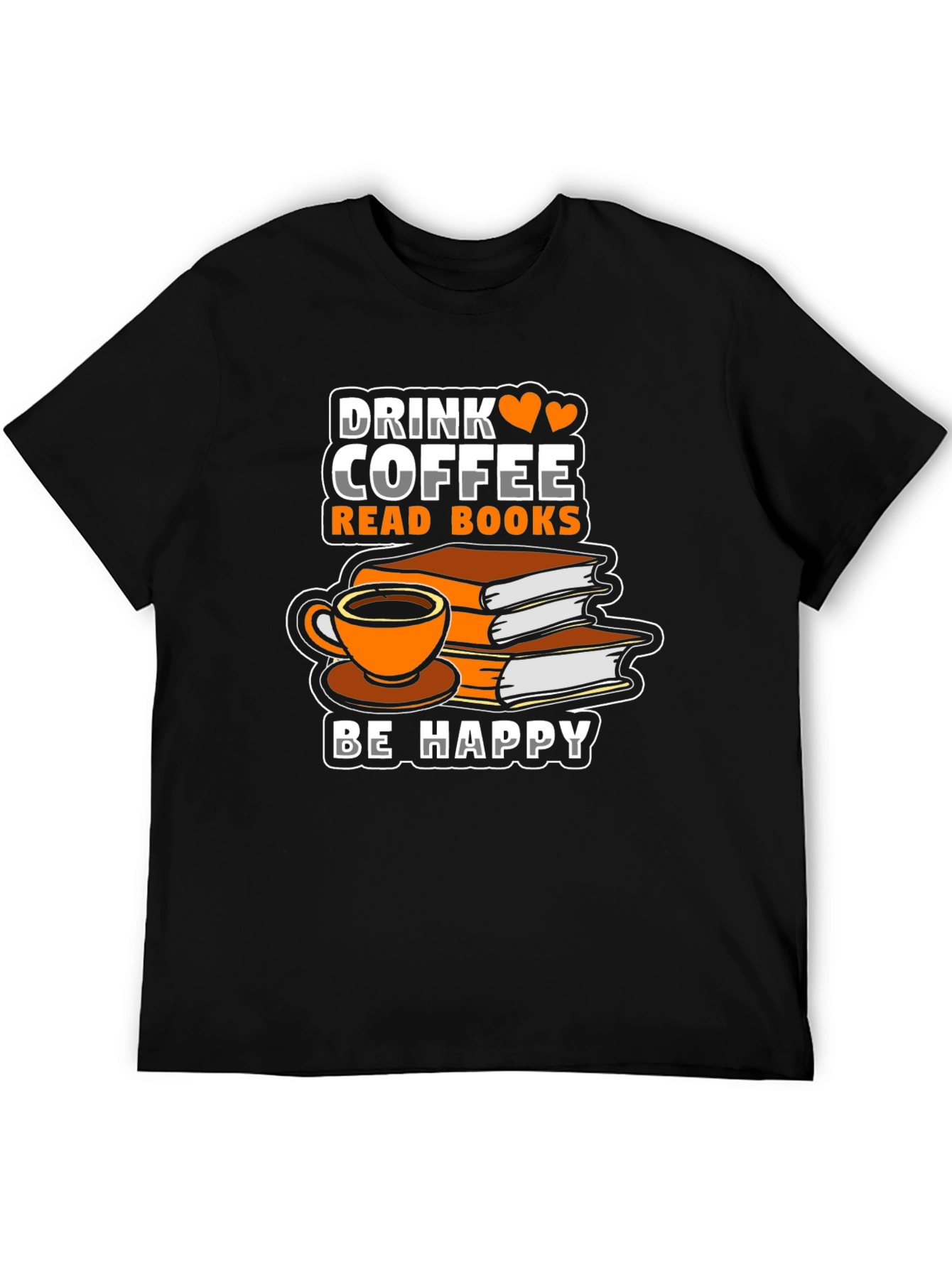Camiseta Negra: Café Libros y Felicidad
