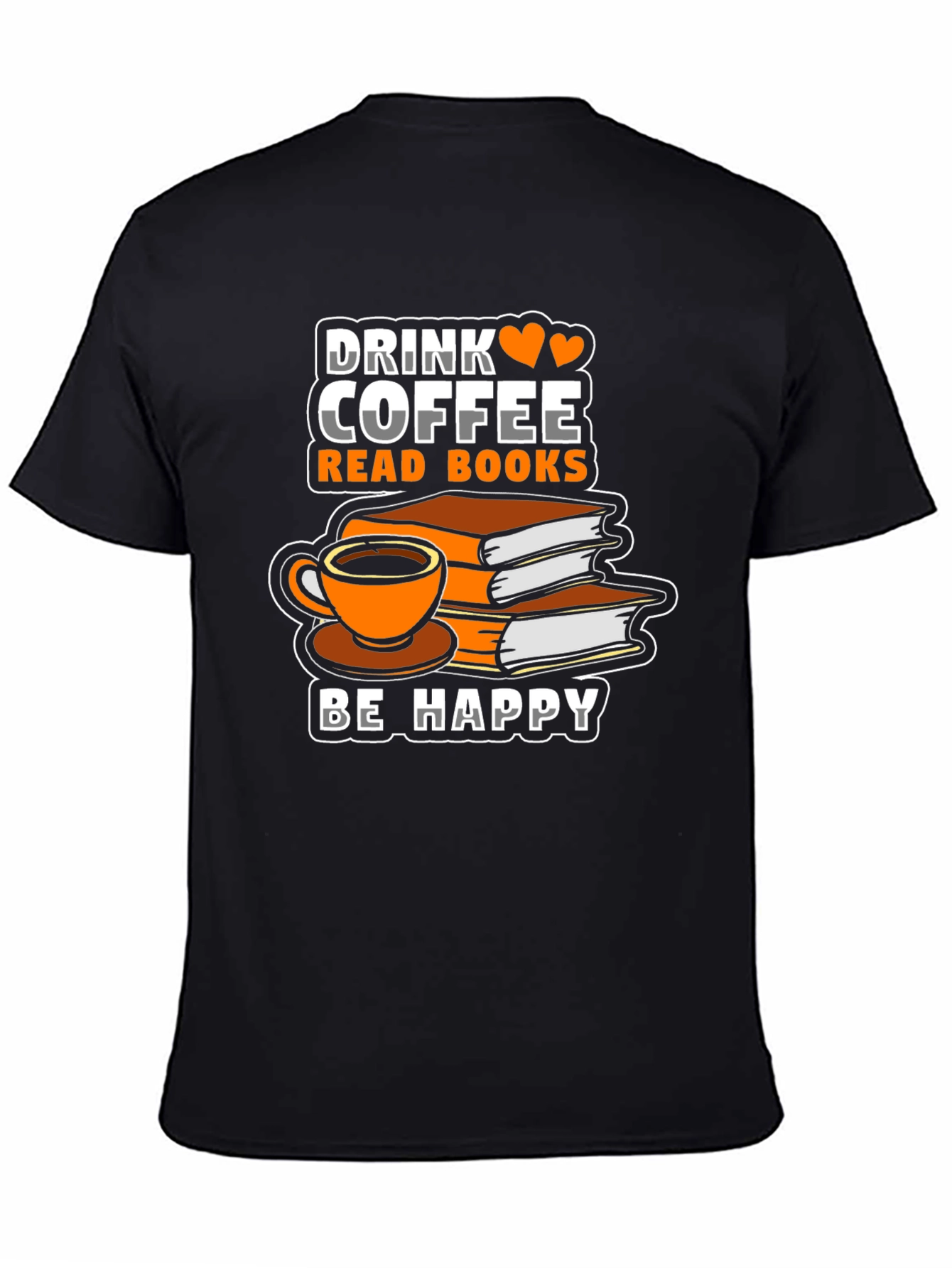 Camiseta Negra: Café Libros y Felicidad