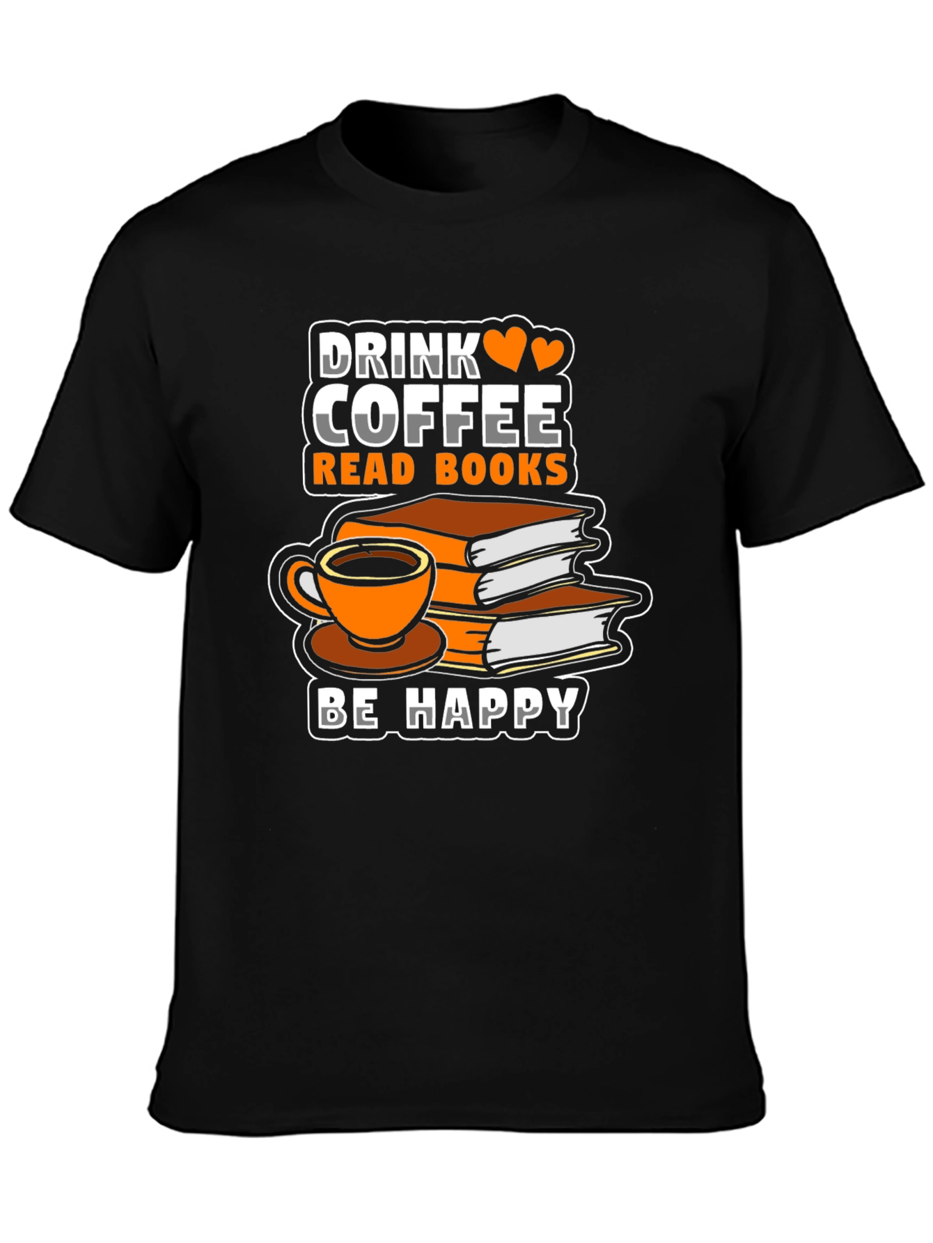 Camiseta Negra: Café Libros y Felicidad