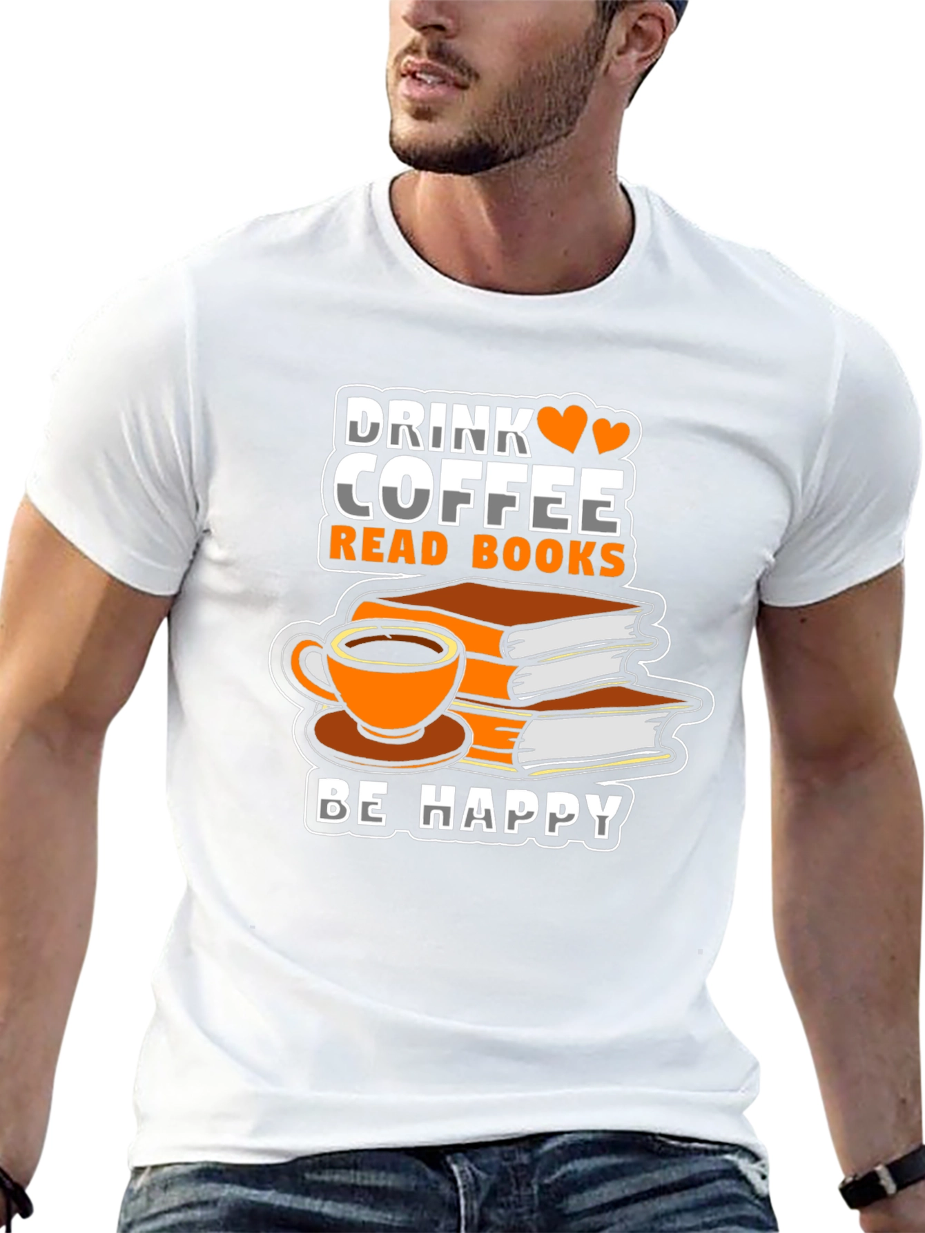 Camiseta Negra: Café Libros y Felicidad