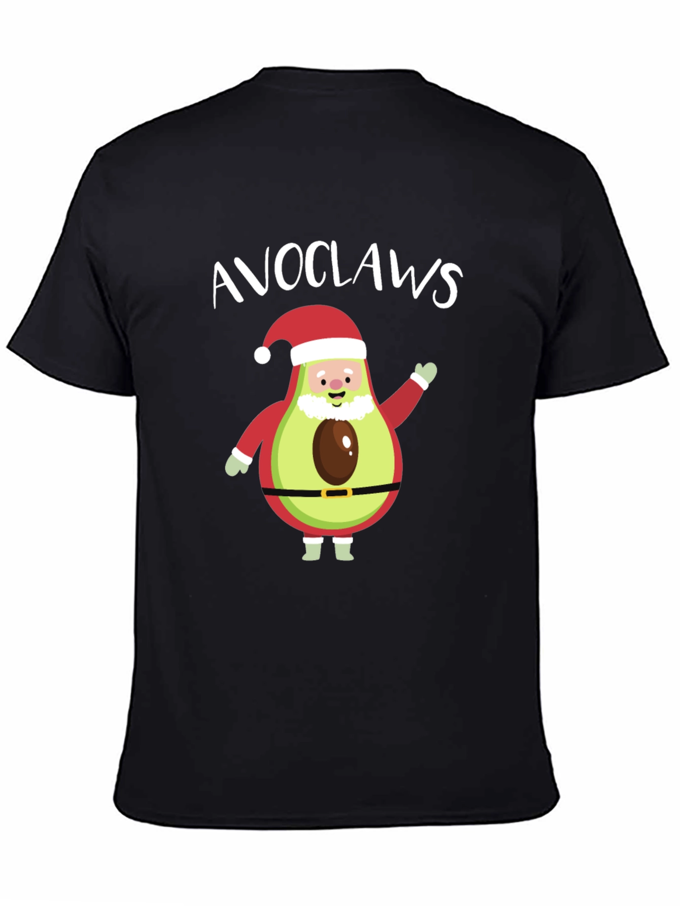 Camiseta Negra Navideña con Aguacate Papa Noel