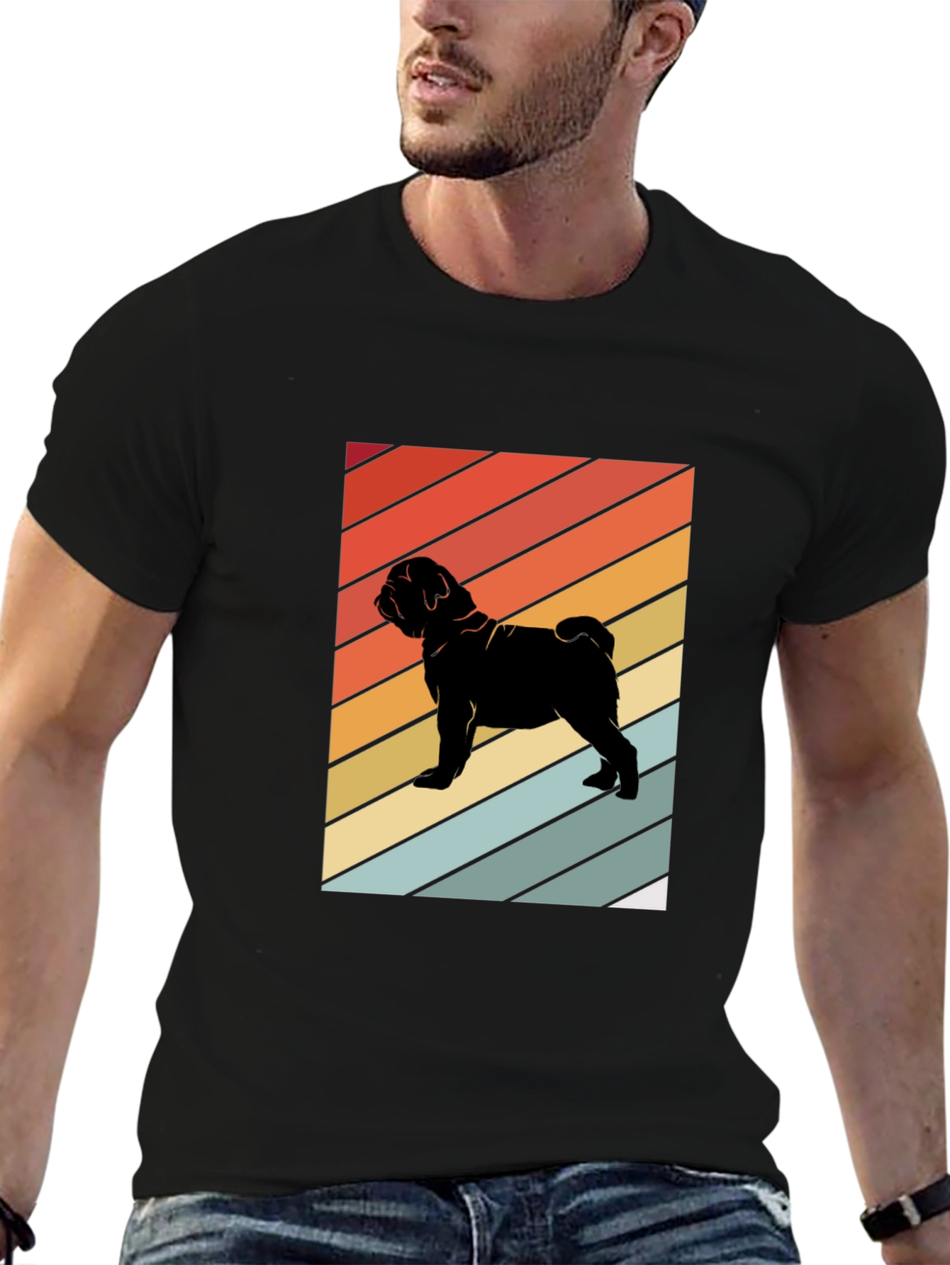 Camiseta Negra Retro Pug