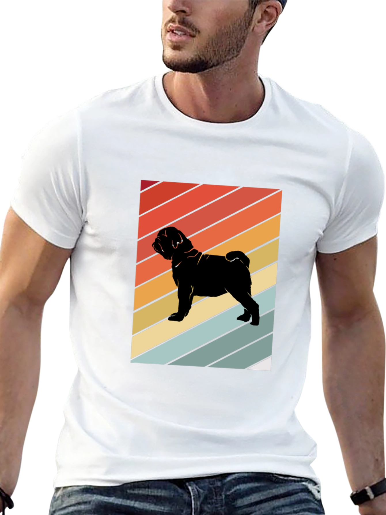 Camiseta Negra Retro Pug
