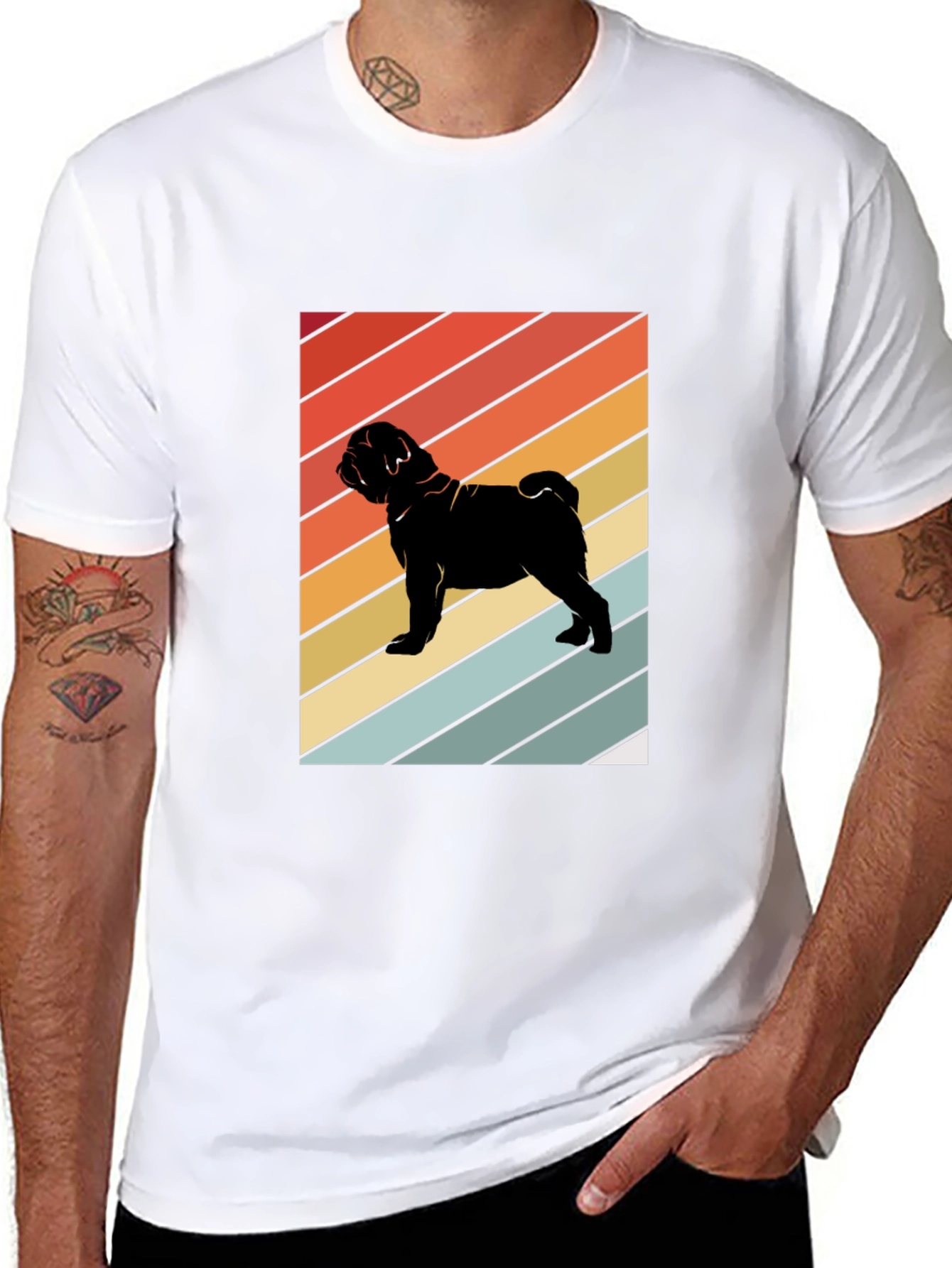 Camiseta Negra Retro Pug