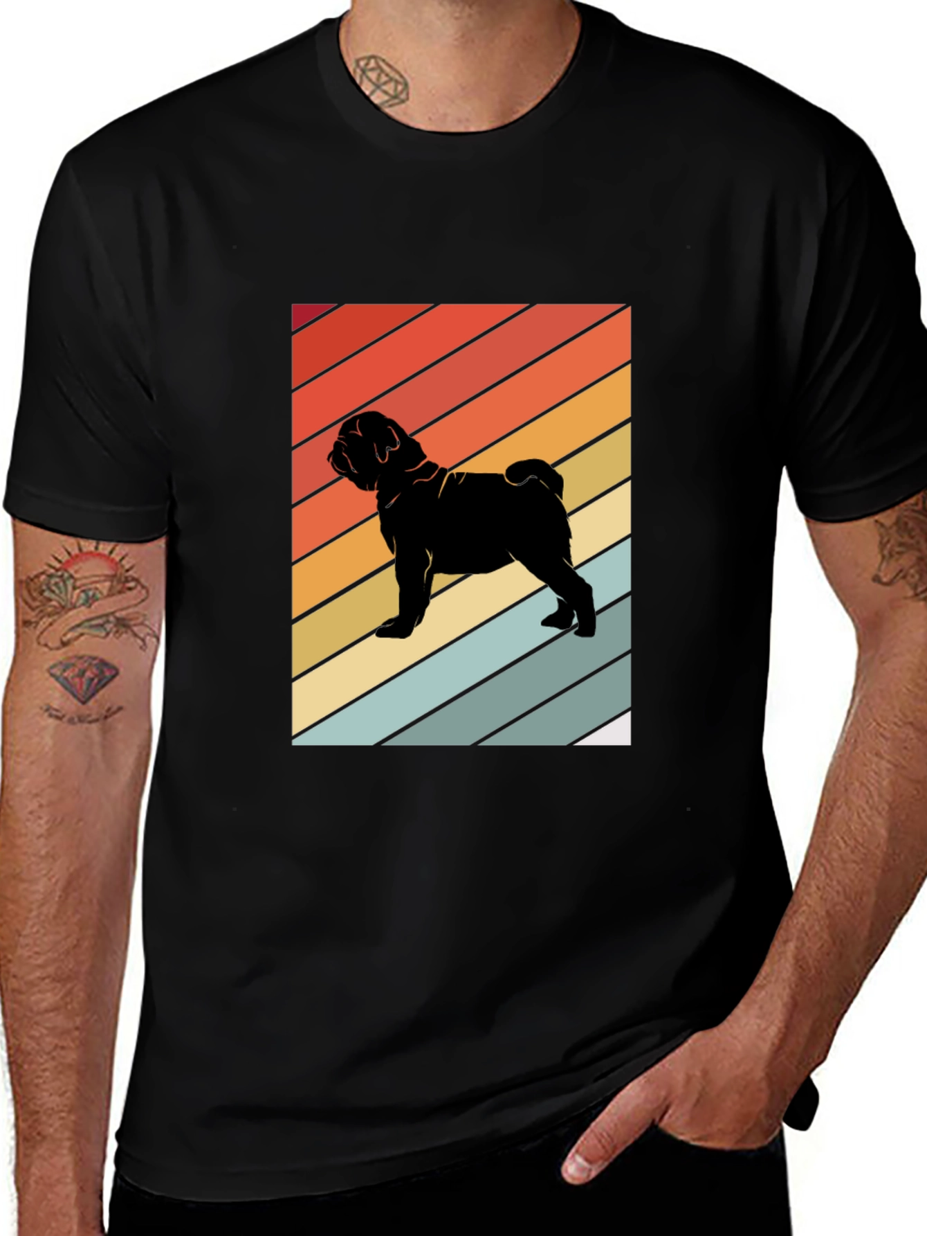 Camiseta Negra Retro Pug