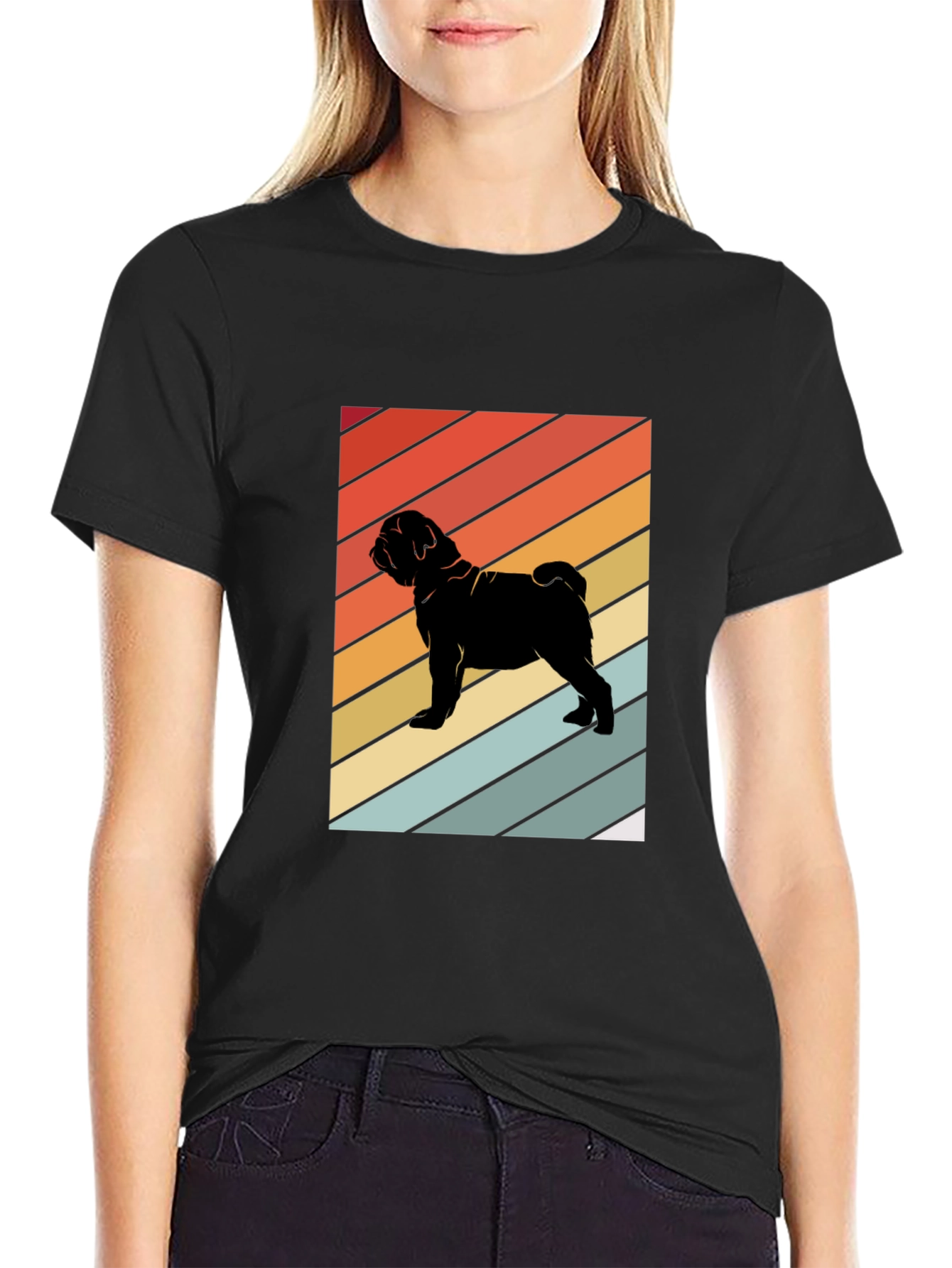 Camiseta Negra Retro Pug