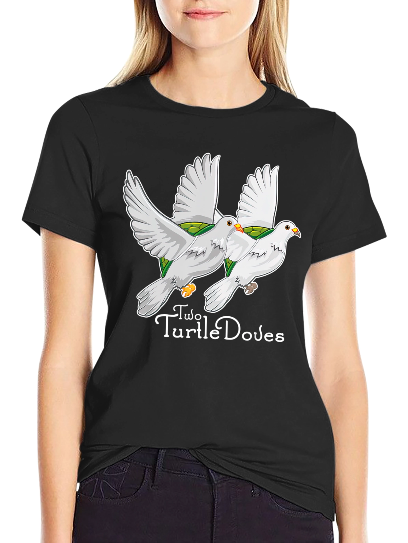 Camiseta Negra: Dos Tórtolas-Tortugas