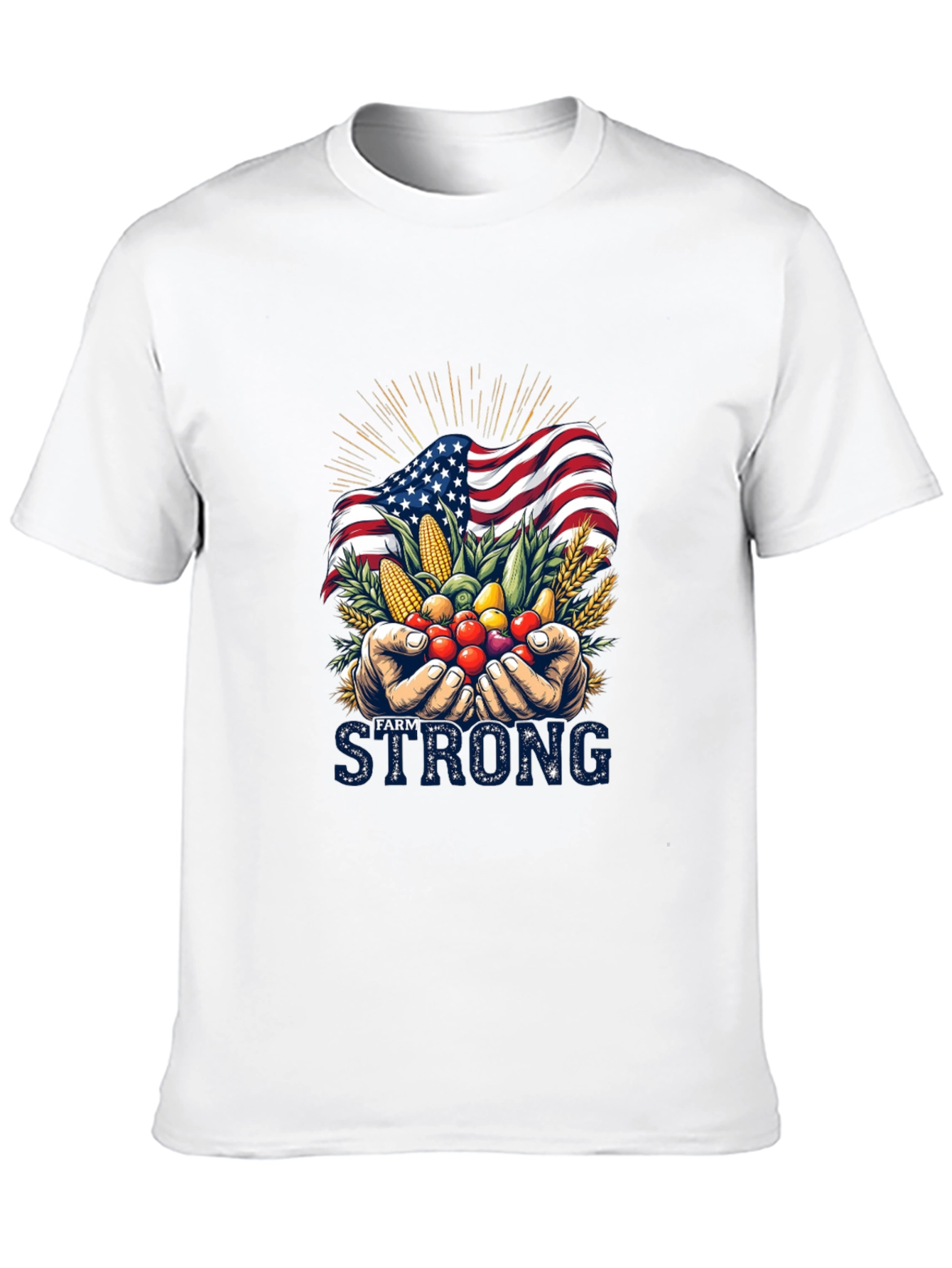 Camiseta Negra Farm Strong con Bandera Americana