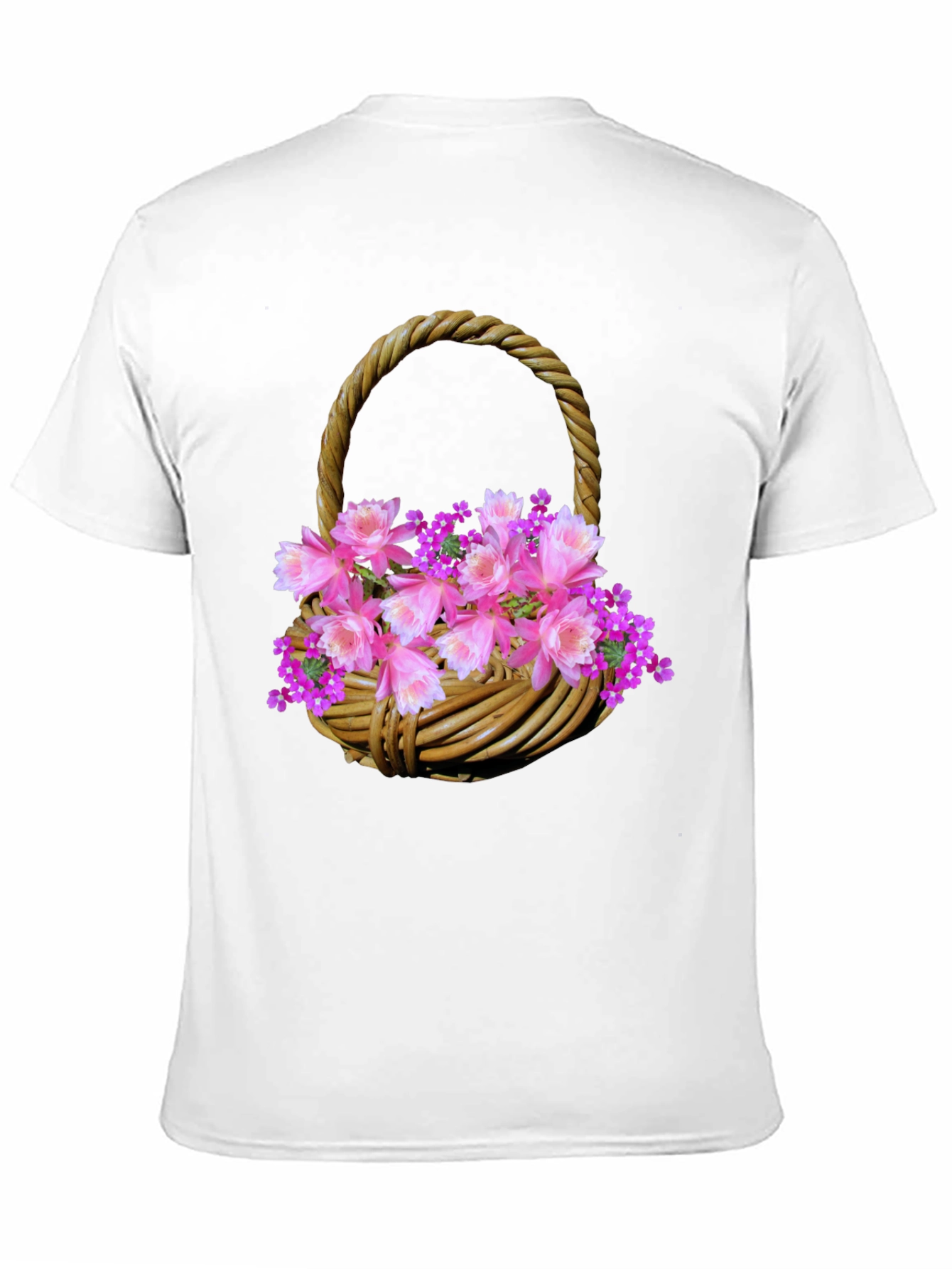 Camiseta Negra con Diseño Floral en Cesta