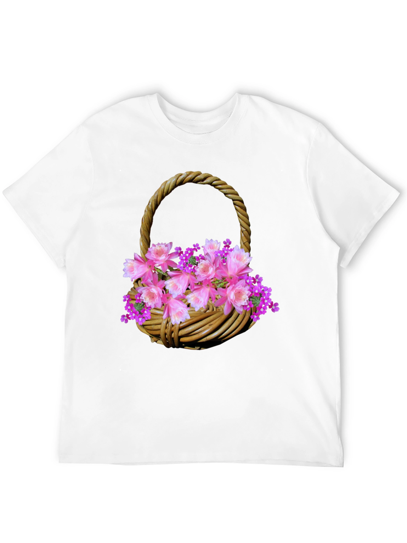 Camiseta Negra con Diseño Floral en Cesta