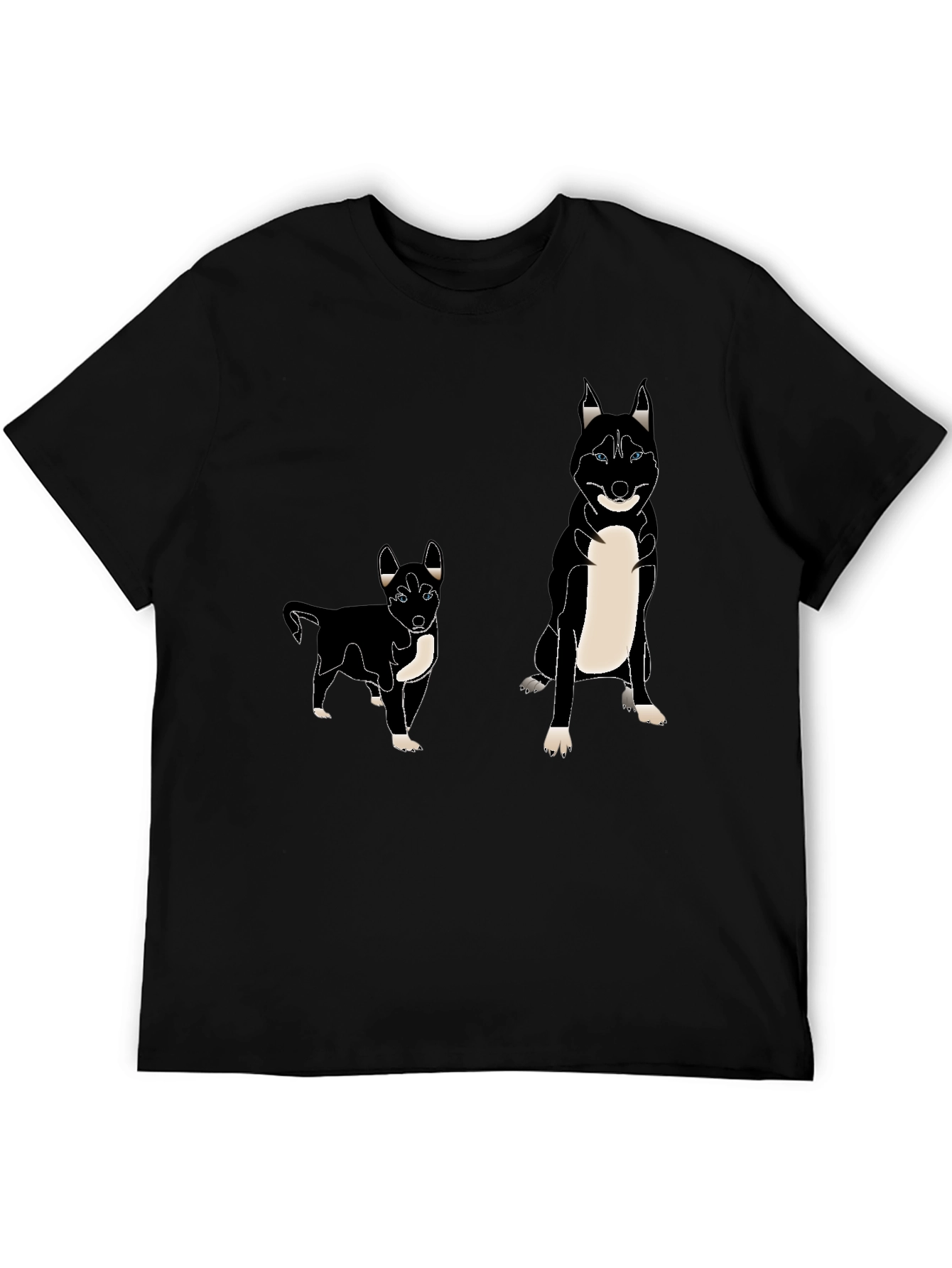 Camiseta Negra con Diseño de Husky Divertido