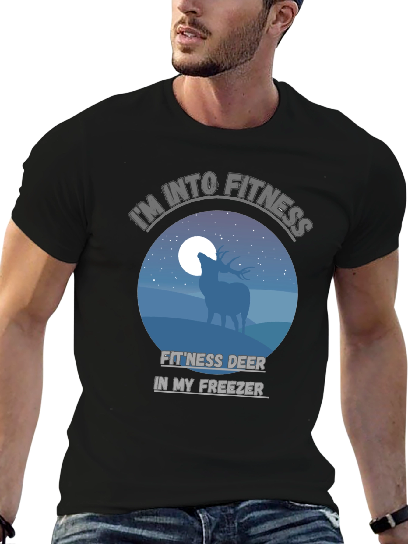 Camiseta Negra: Fitness Deer