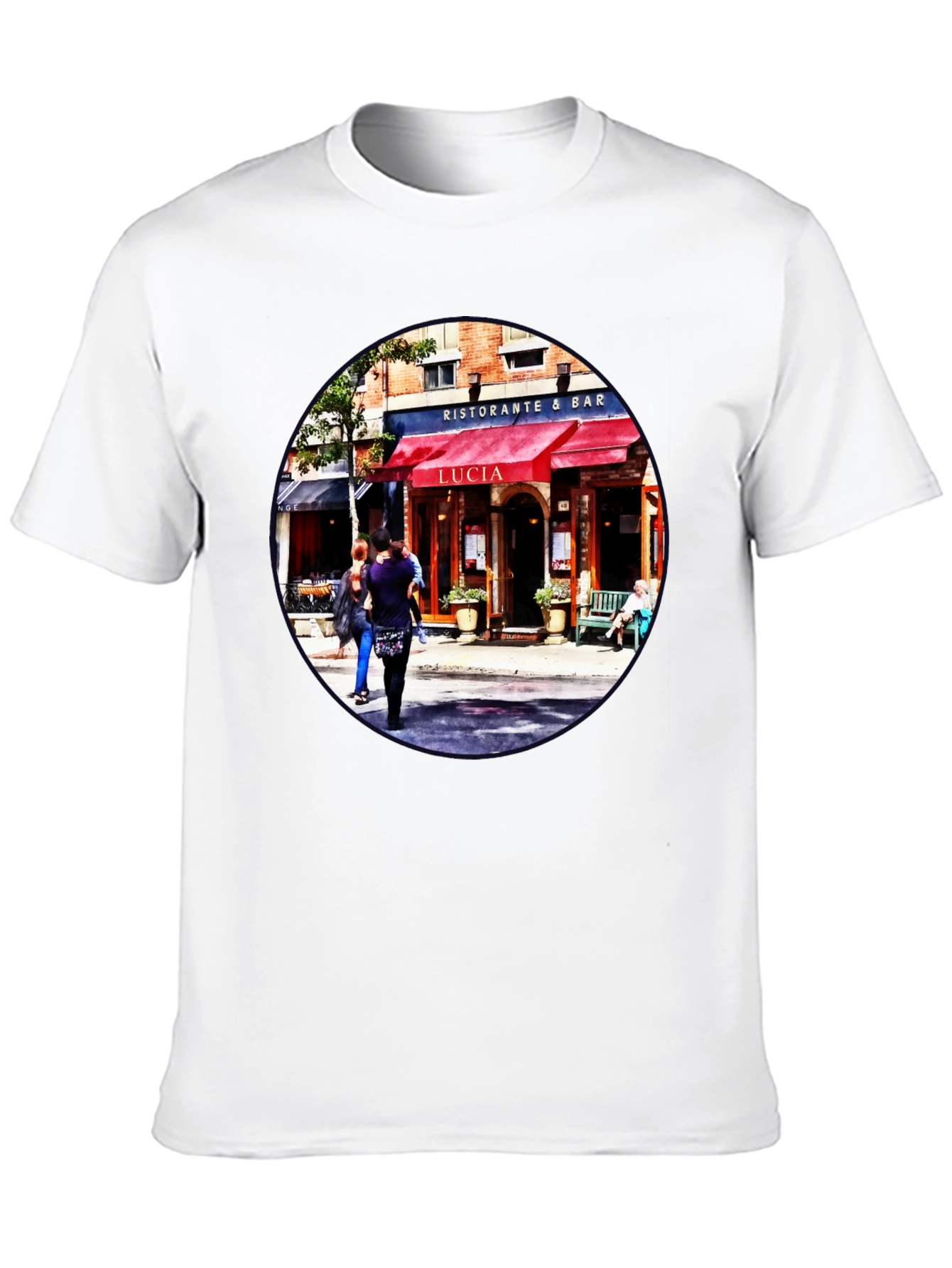 Camiseta Negra con Diseño de Restaurante Italiano