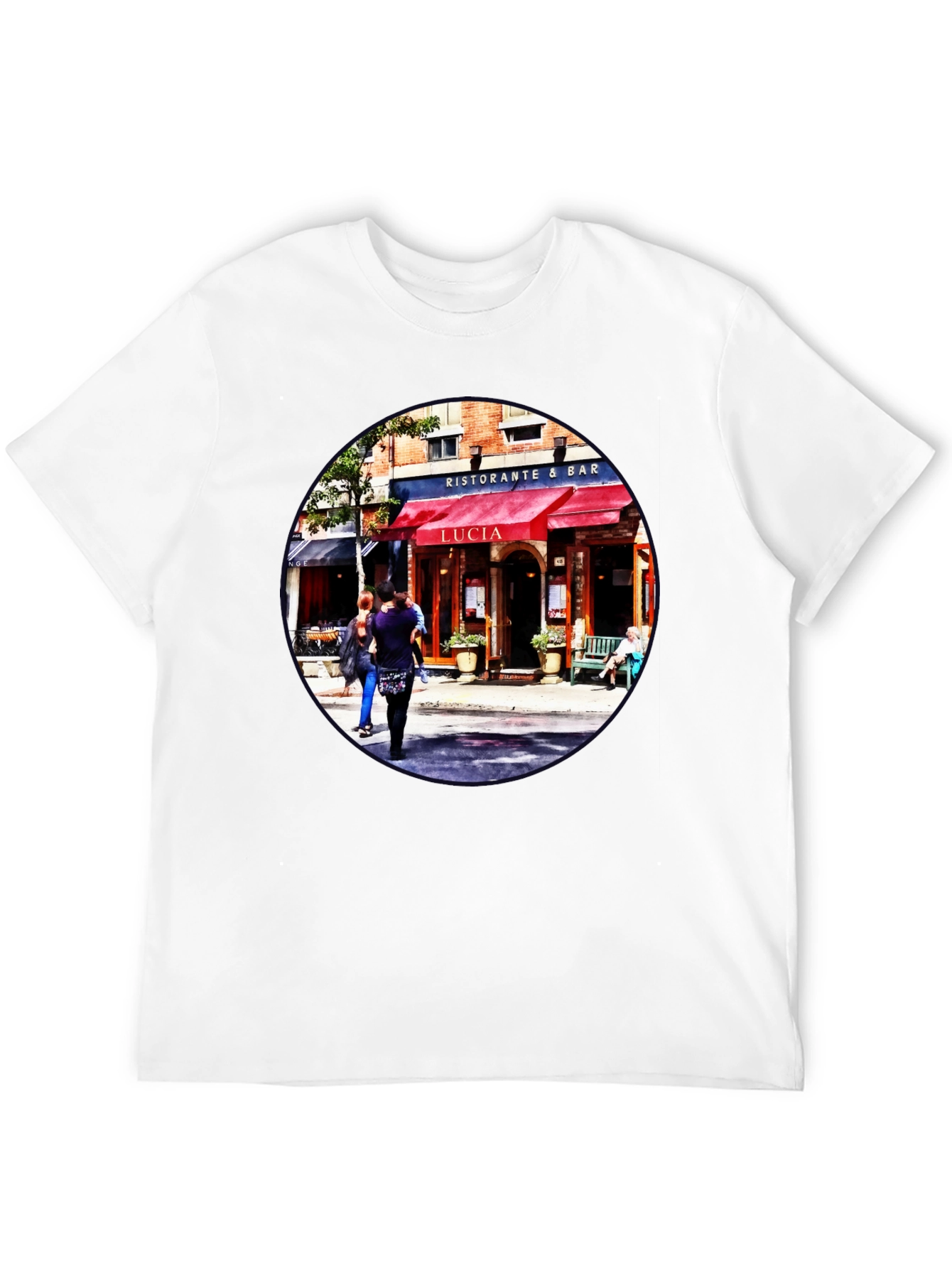 Camiseta Negra con Diseño de Restaurante Italiano