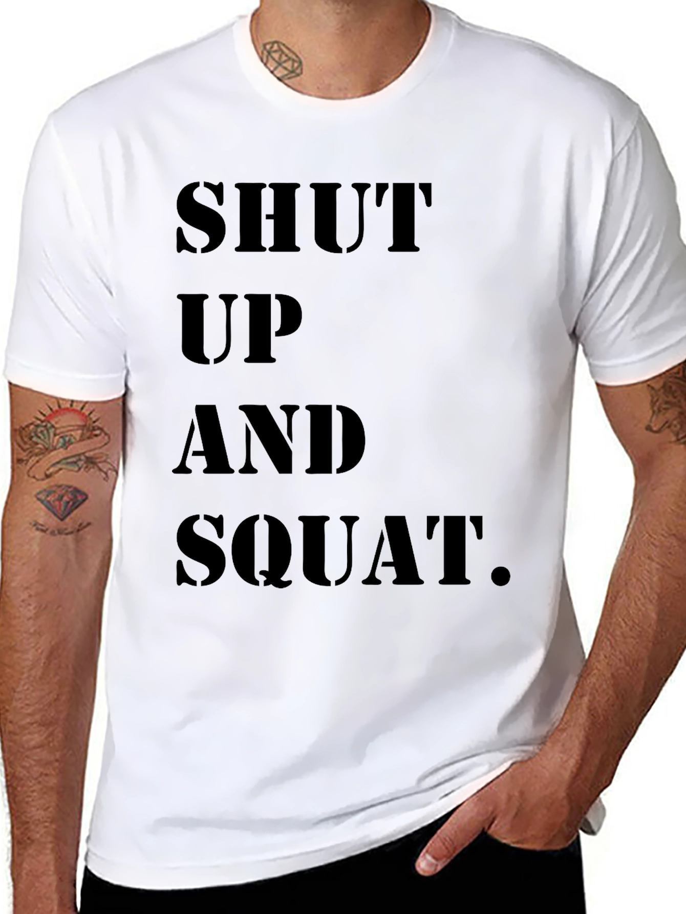 Camiseta Negra: Shut Up and Squat