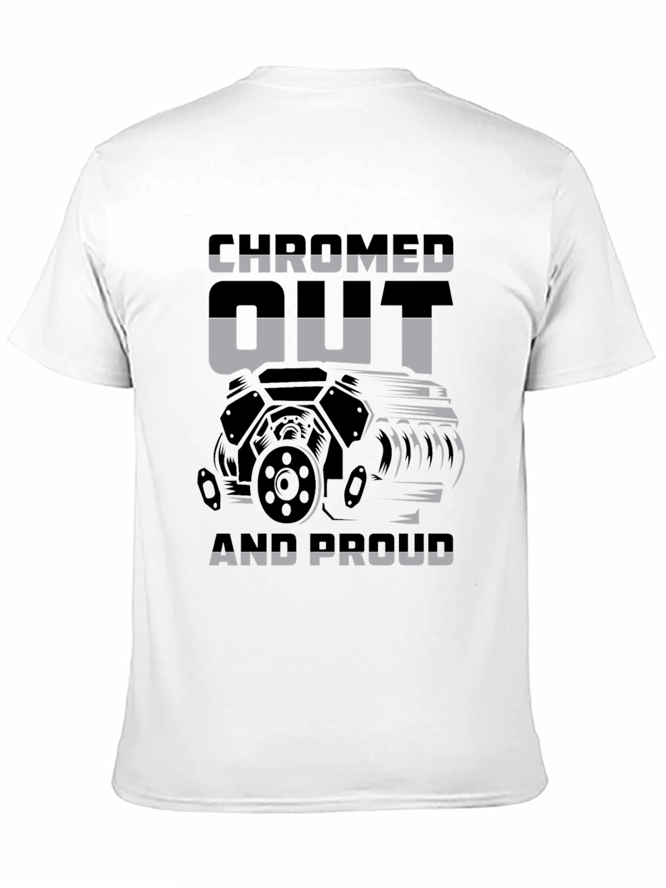 Camiseta Negra con Diseño de Motor Chromed Out