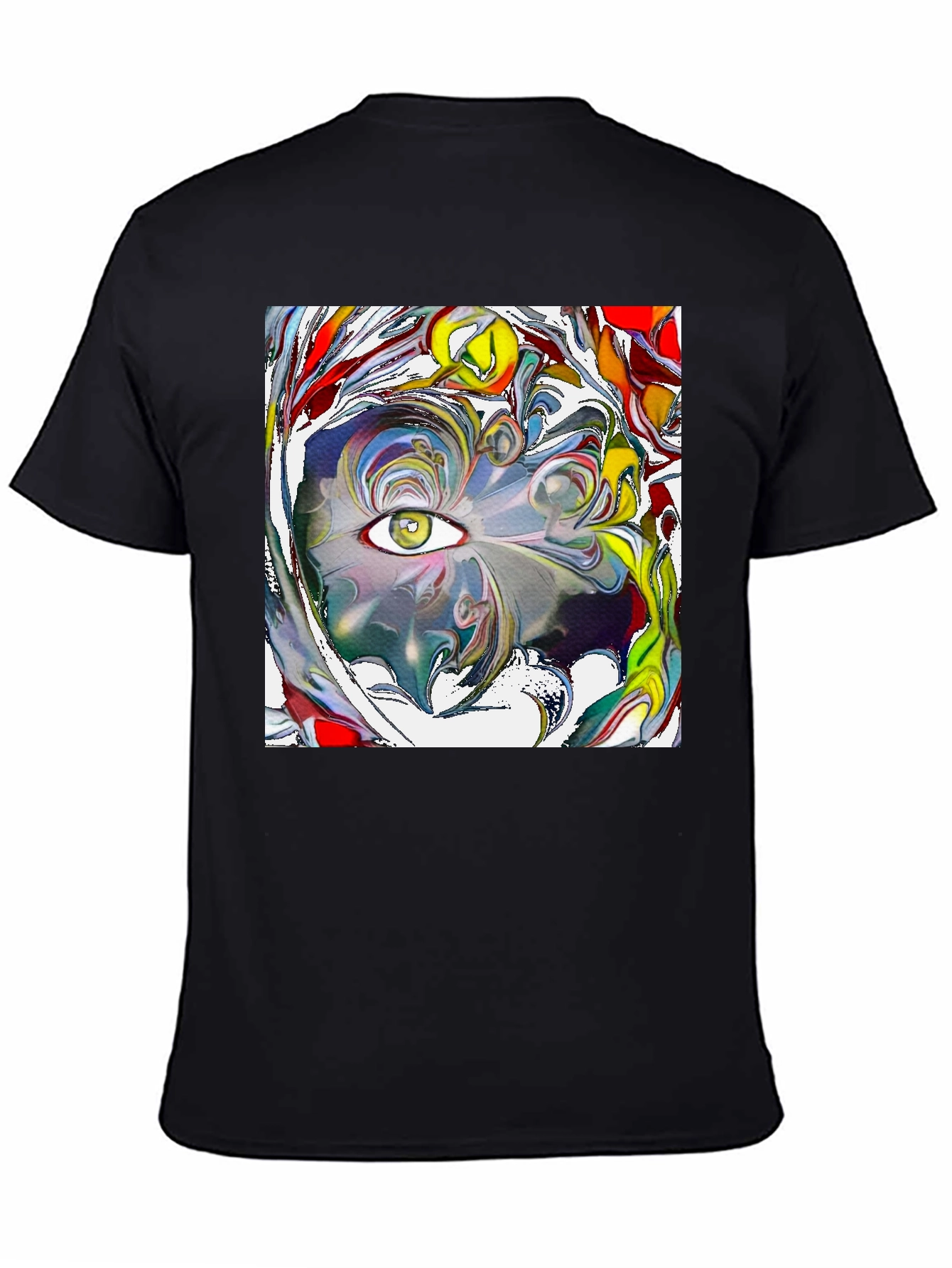 Camiseta Negra con Diseño Ojo Abstracto