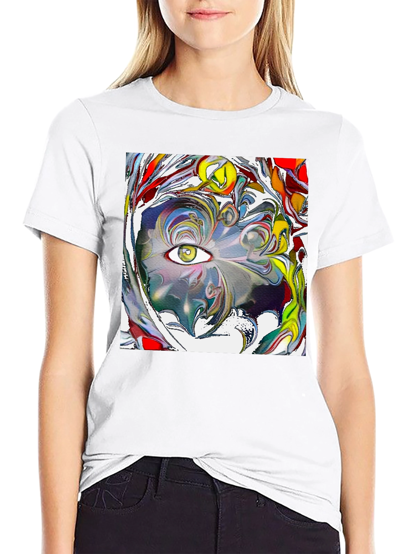 Camiseta Negra con Diseño Ojo Abstracto