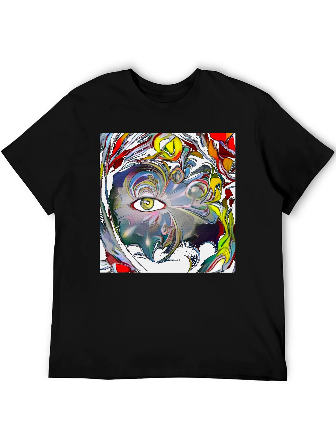 Camiseta Negra con Diseño Ojo Abstracto