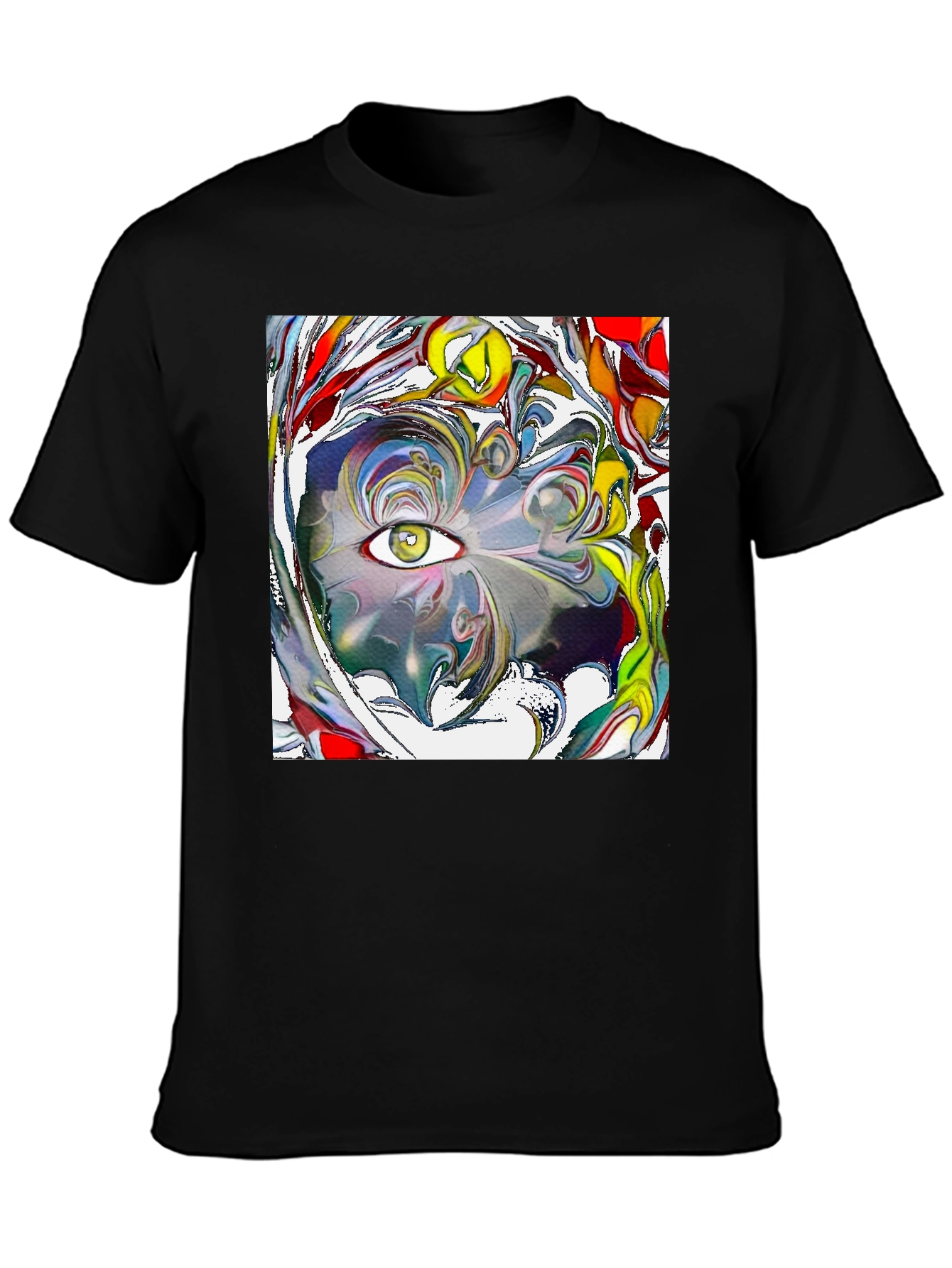 Camiseta Negra con Diseño Ojo Abstracto