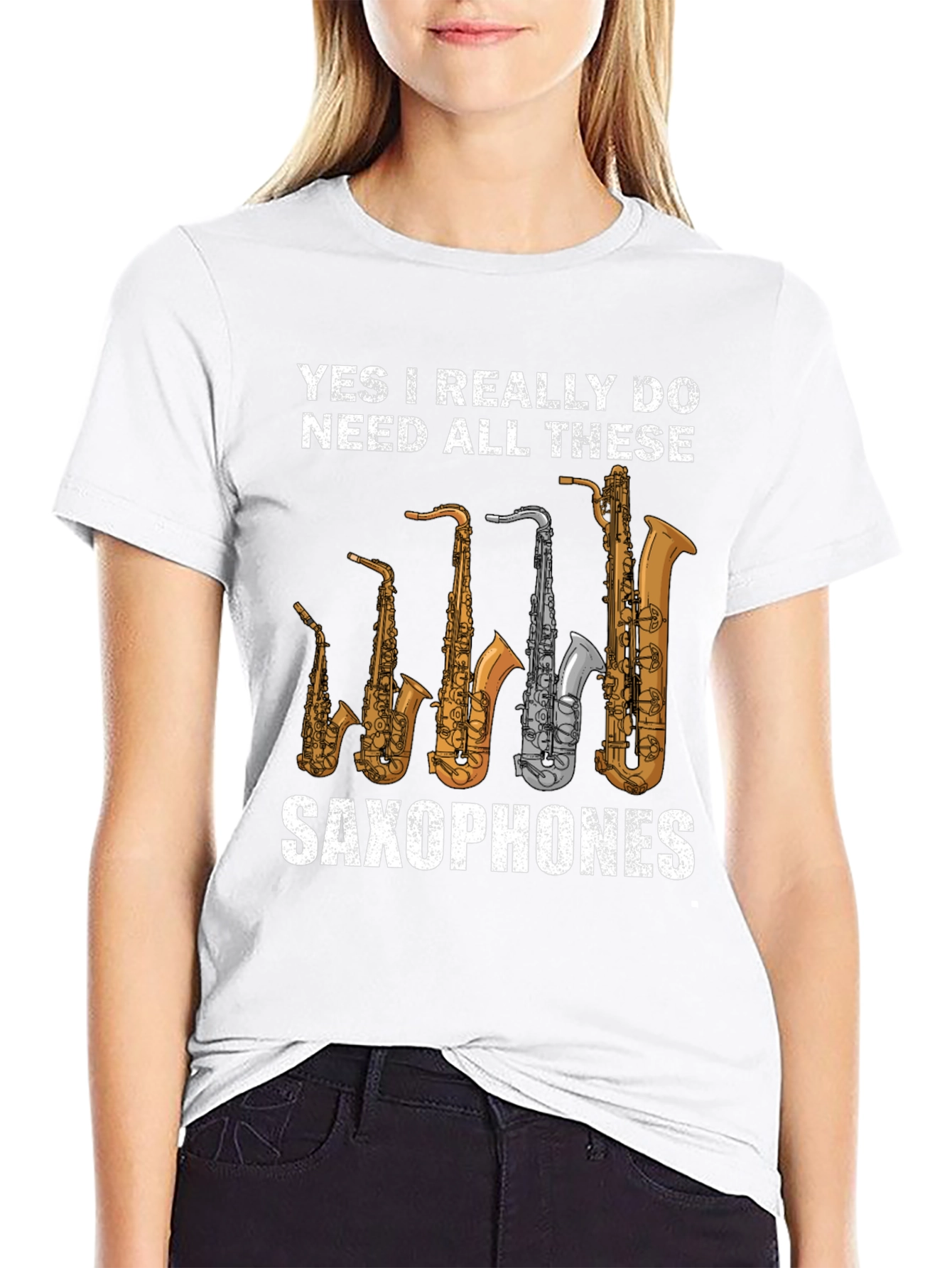 Camiseta Negra de Saxofones: ¡Para Amantes de la Música!