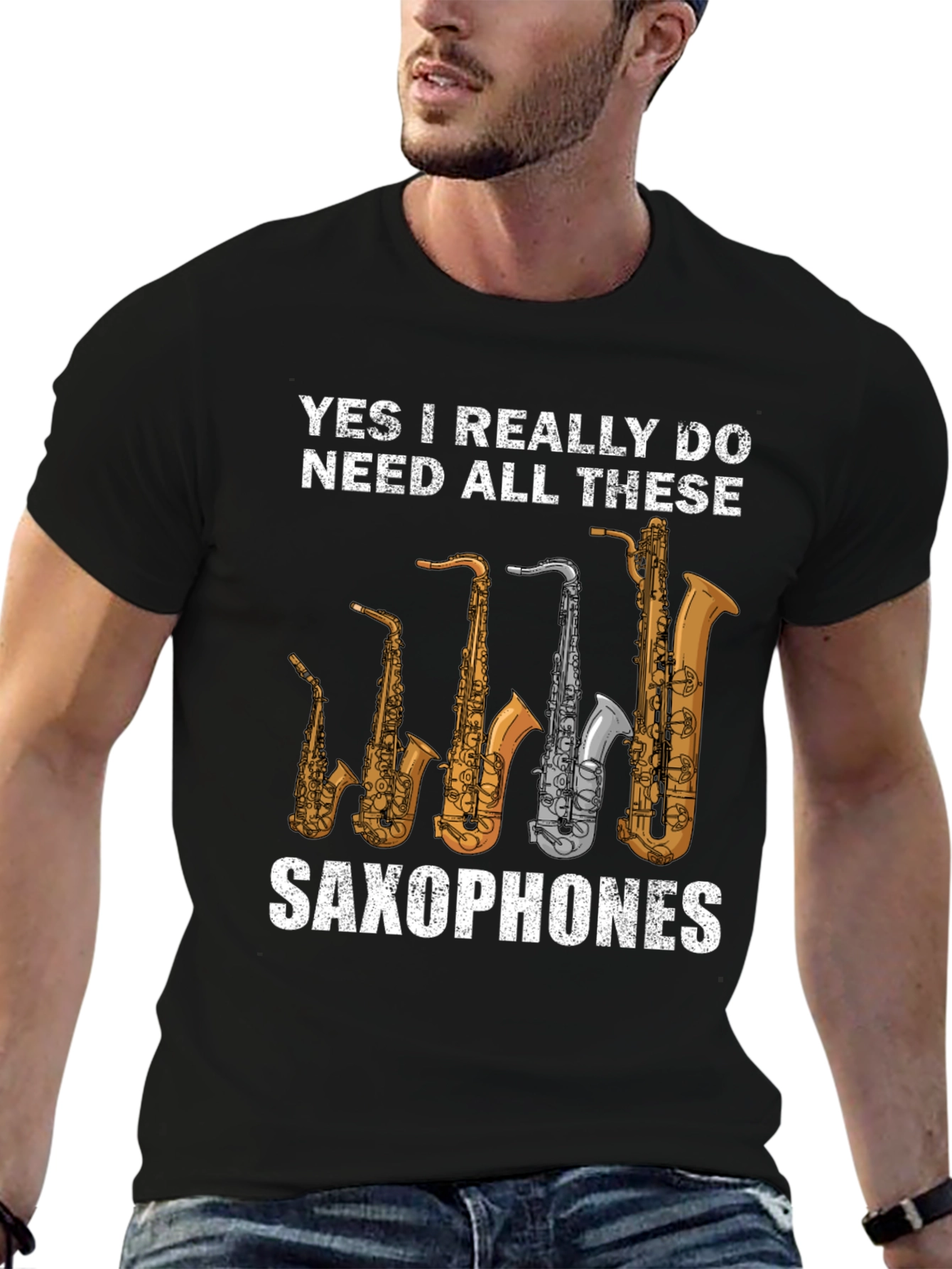 Camiseta Negra de Saxofones: ¡Para Amantes de la Música!