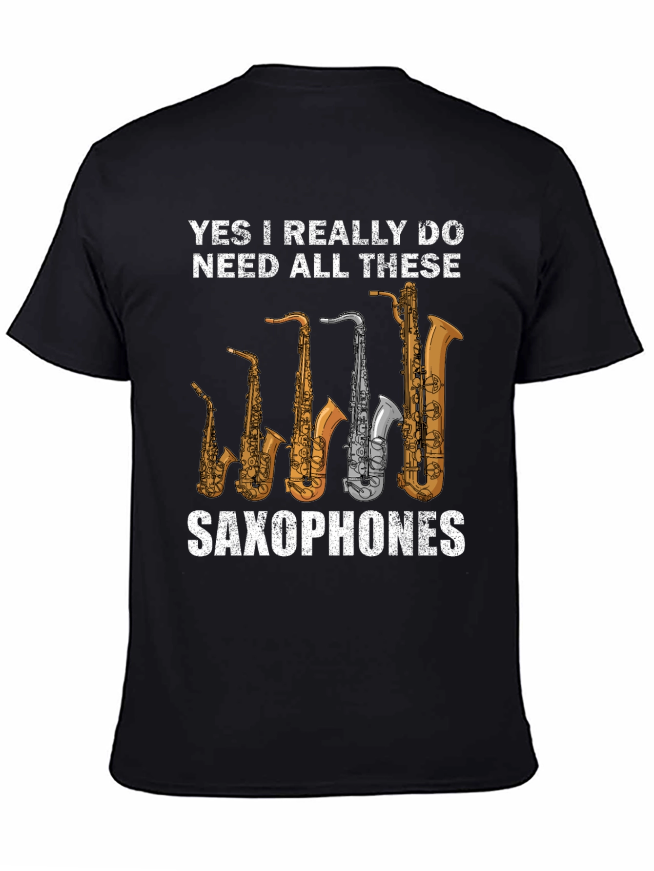 Camiseta Negra de Saxofones: ¡Para Amantes de la Música!