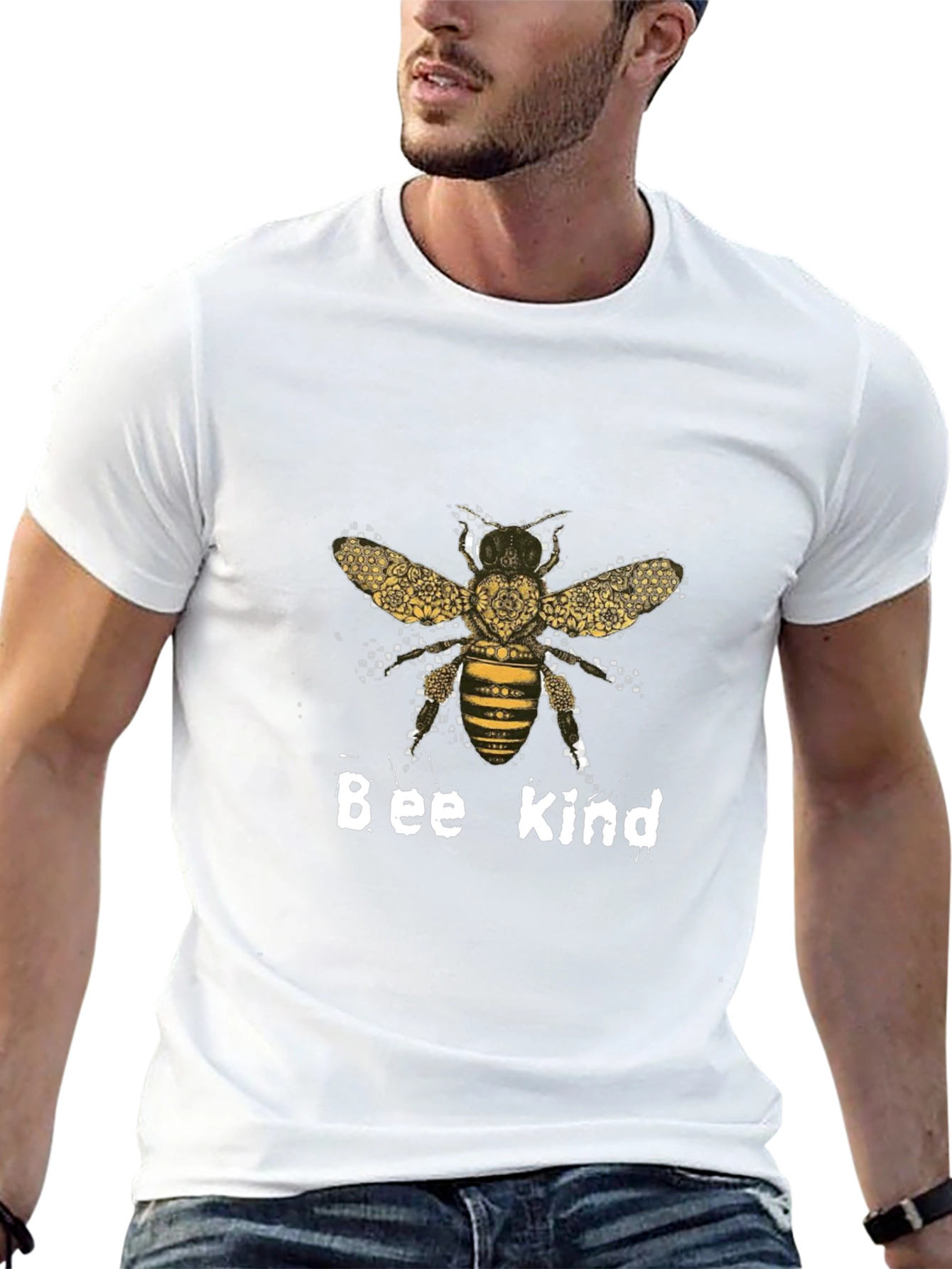 Camiseta Negra Bee Kind Diseño Abeja