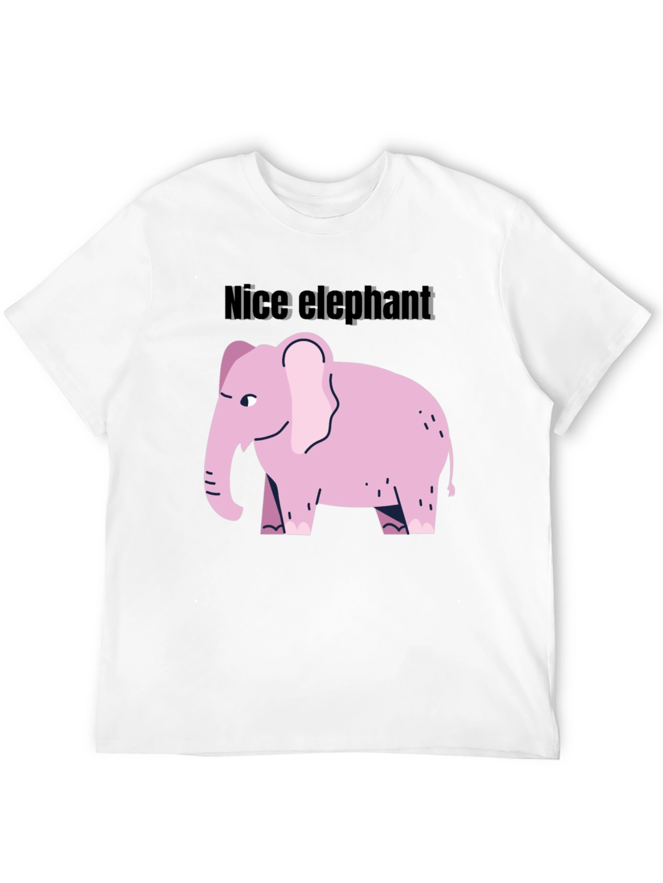 Camiseta Negra con Diseño de Elefante Rosa