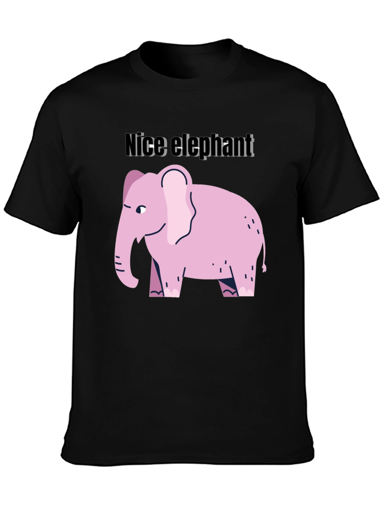 Camiseta Negra con Diseño de Elefante Rosa