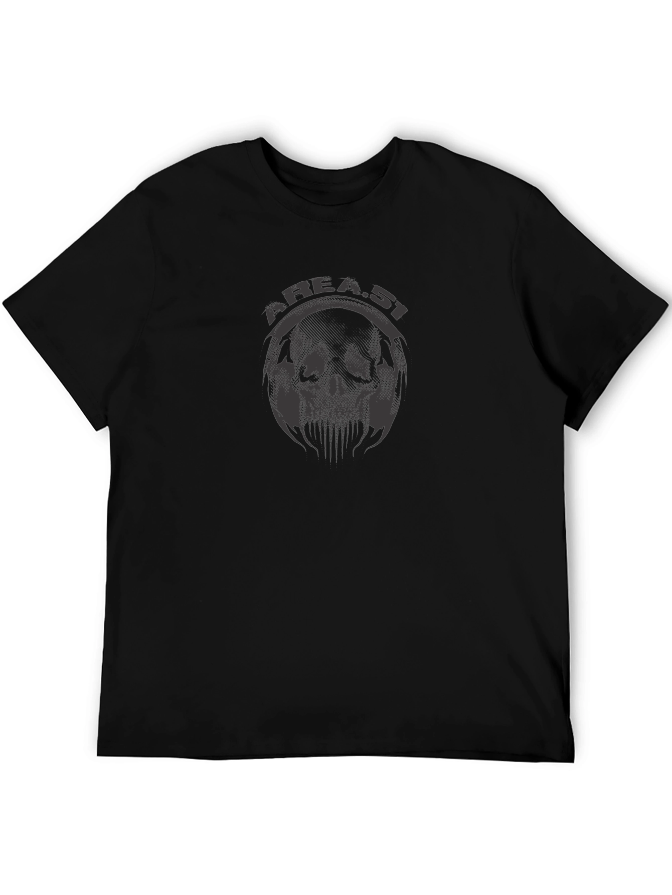 Camiseta Negra Area 51 con Diseño de Cráneo Alienígena
