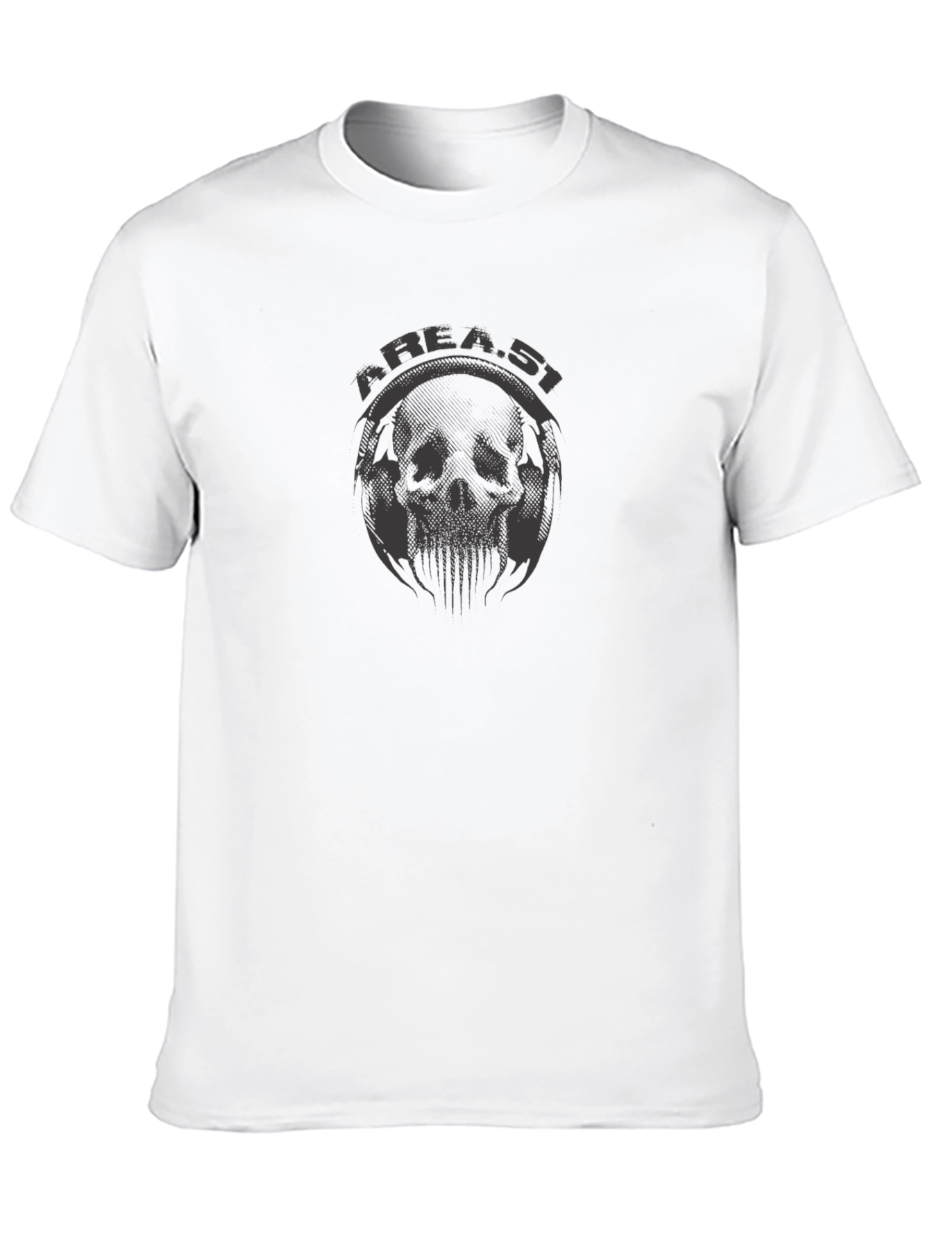 Camiseta Negra Area 51 con Diseño de Cráneo Alienígena