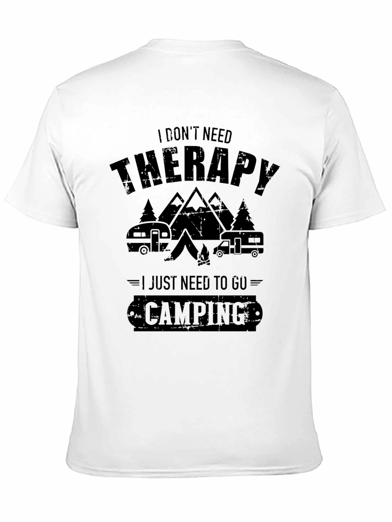 Camiseta Negra Necesito Camping para Aventura