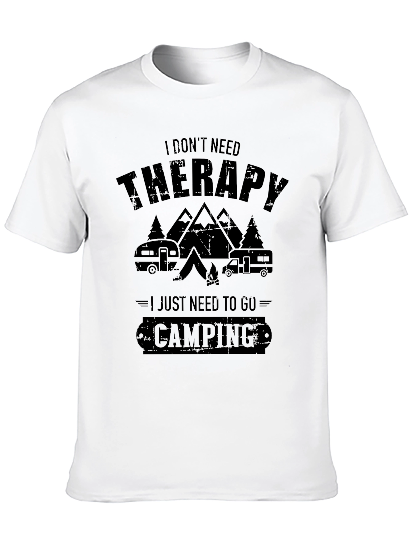 Camiseta Negra Necesito Camping para Aventura