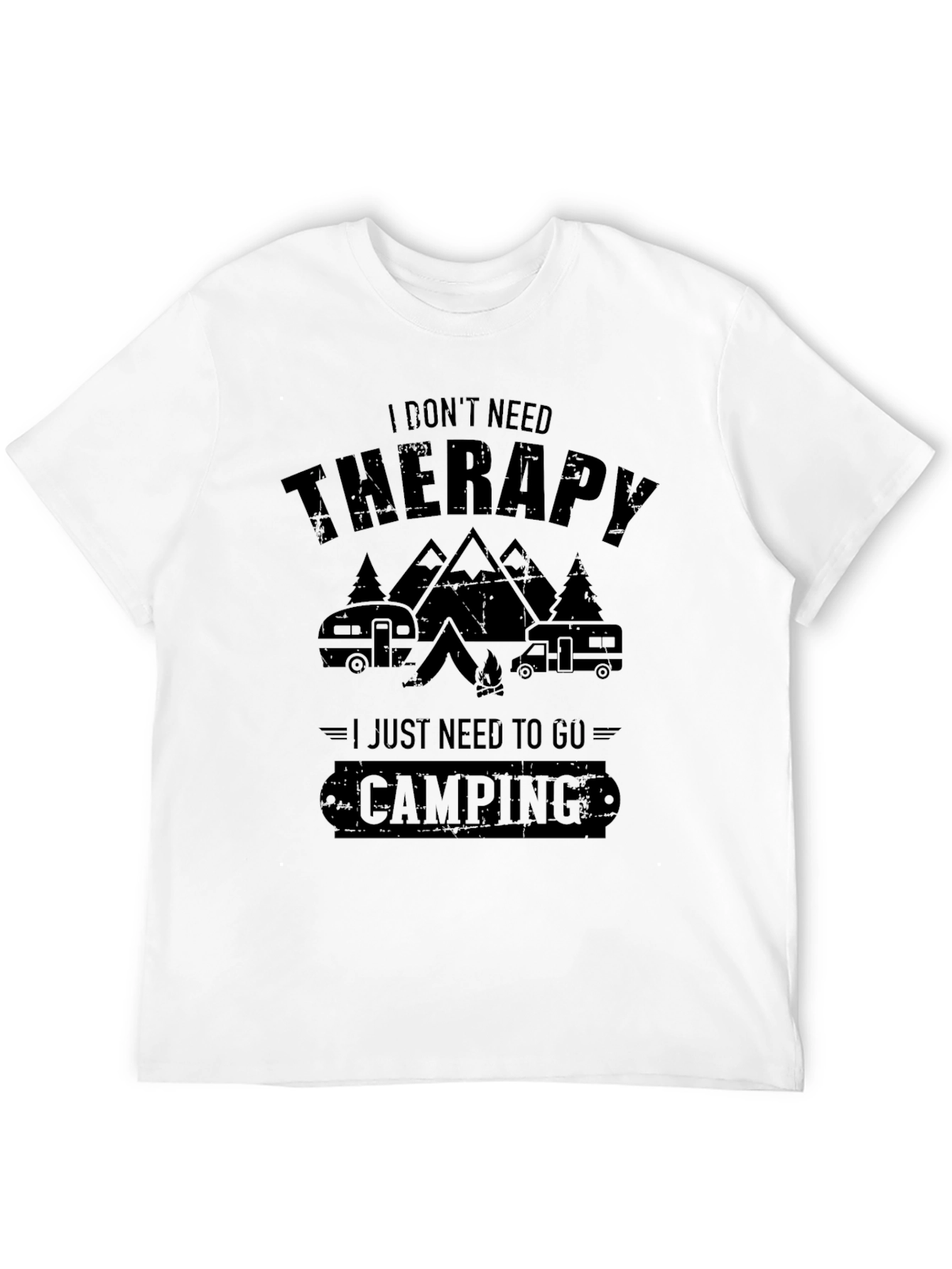 Camiseta Negra Necesito Camping para Aventura