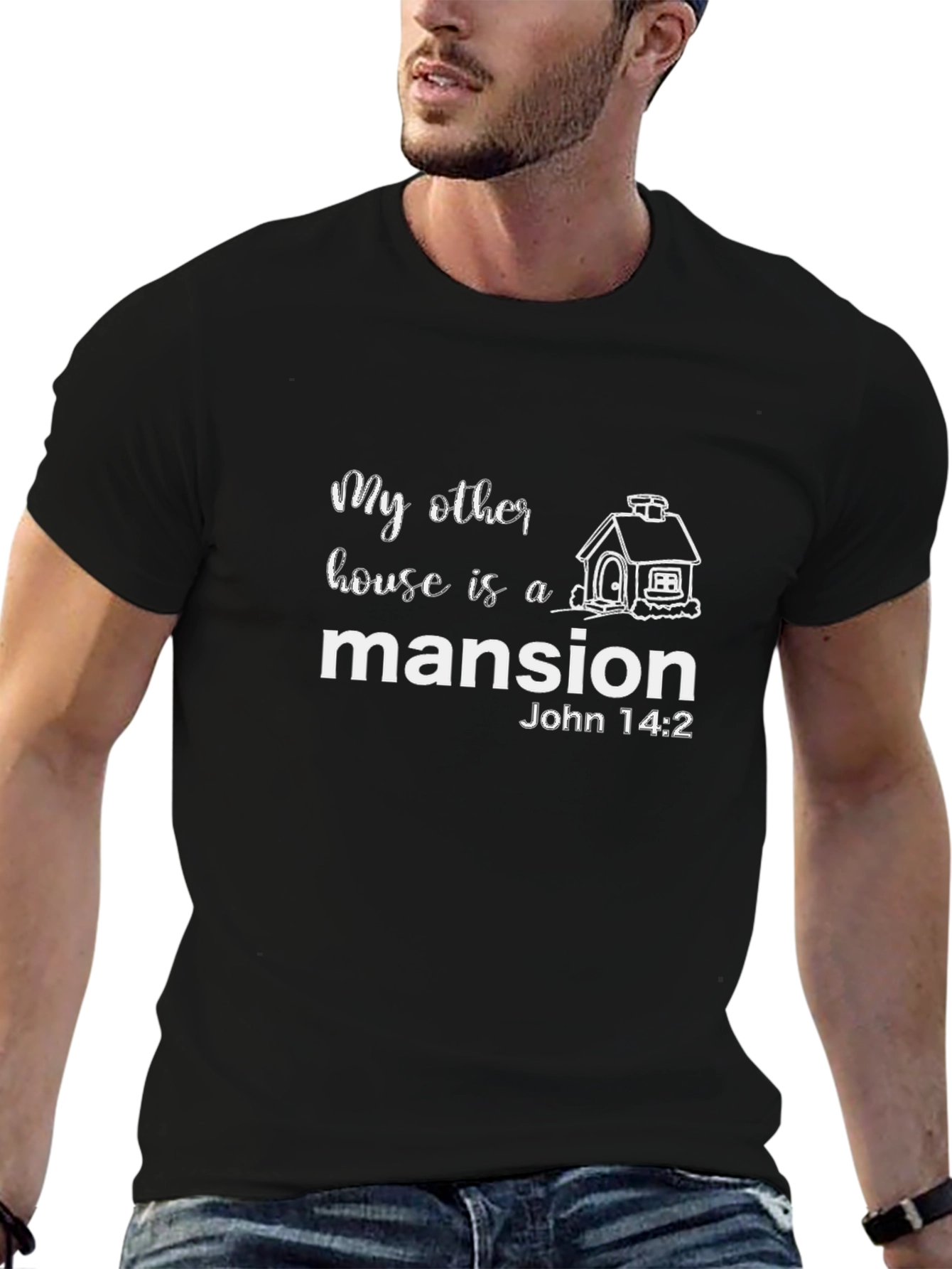 Camiseta Negra Mansión - Versículo Bíblico