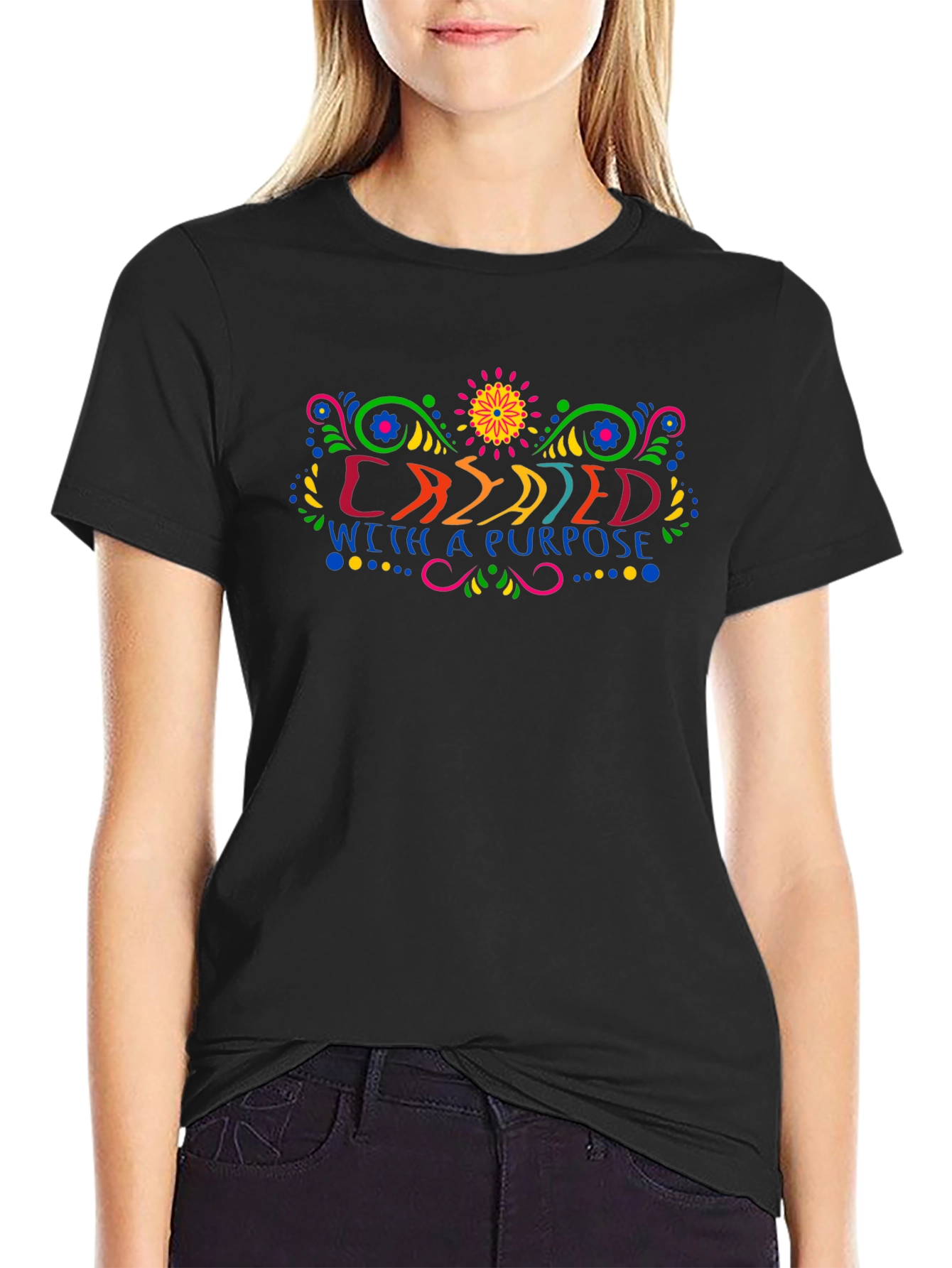 Camiseta Negra Creado Con Un Propósito