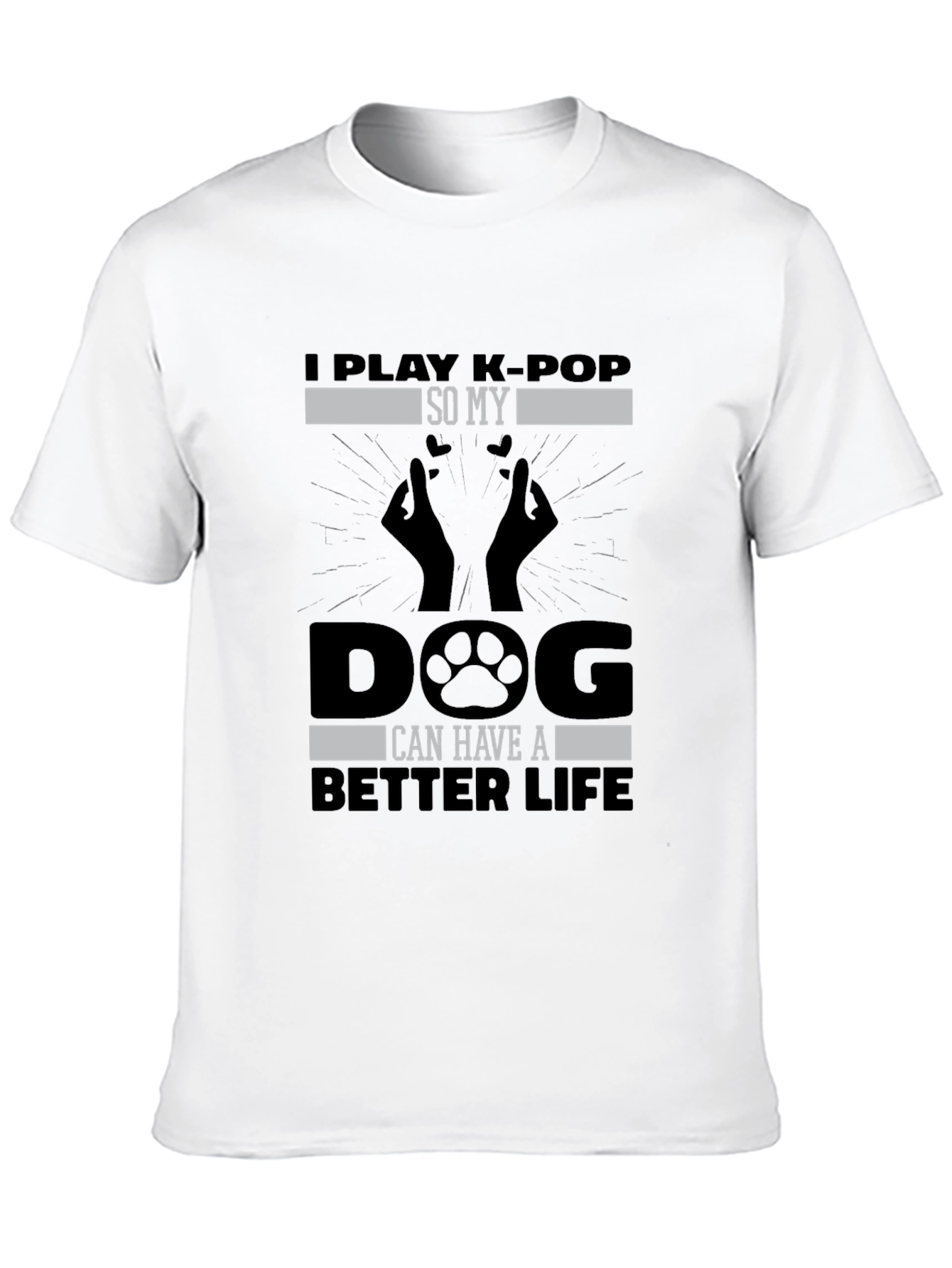 Camiseta Negra K-POP Dog Life para Hombre
