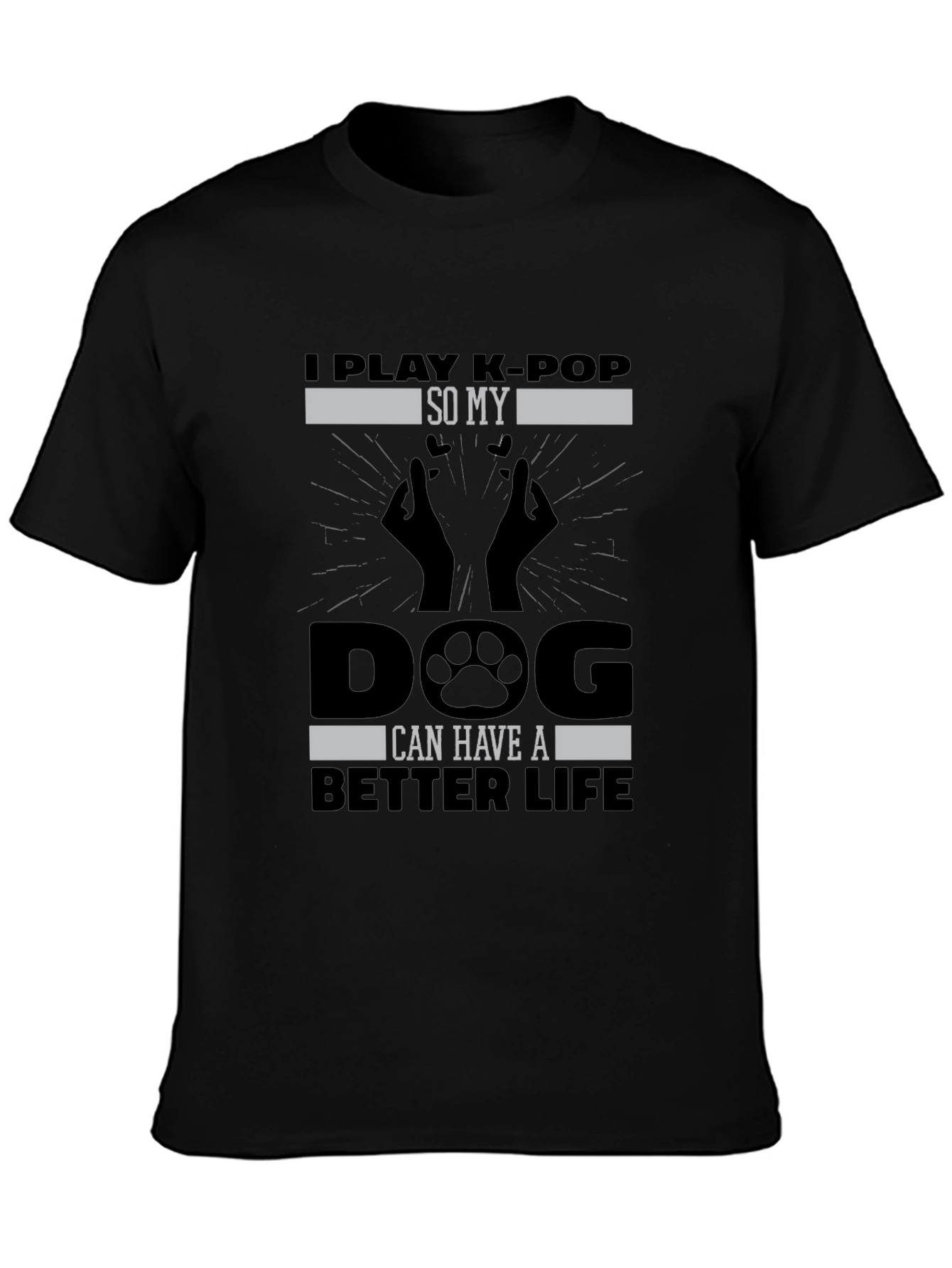 Camiseta Negra K-POP Dog Life para Hombre