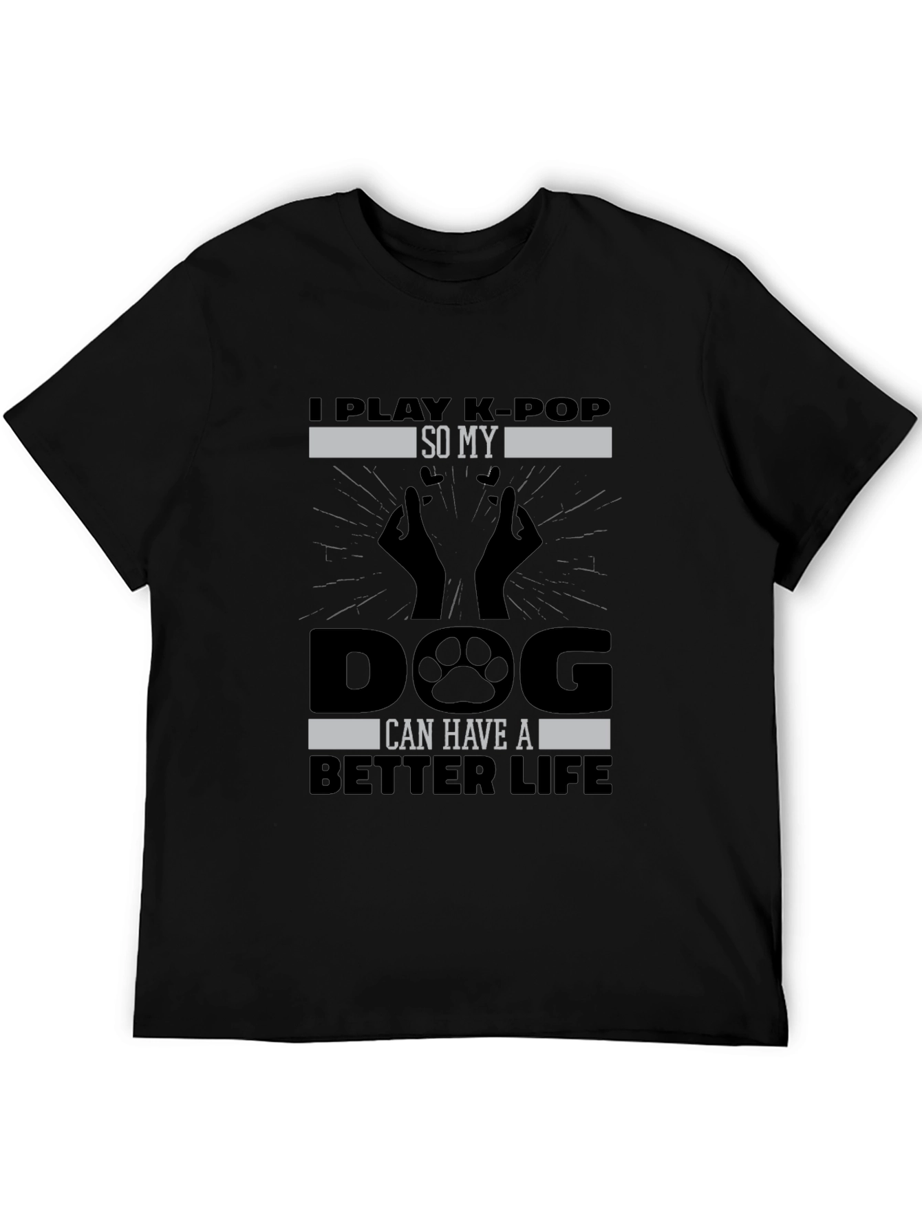 Camiseta Negra K-POP Dog Life para Hombre