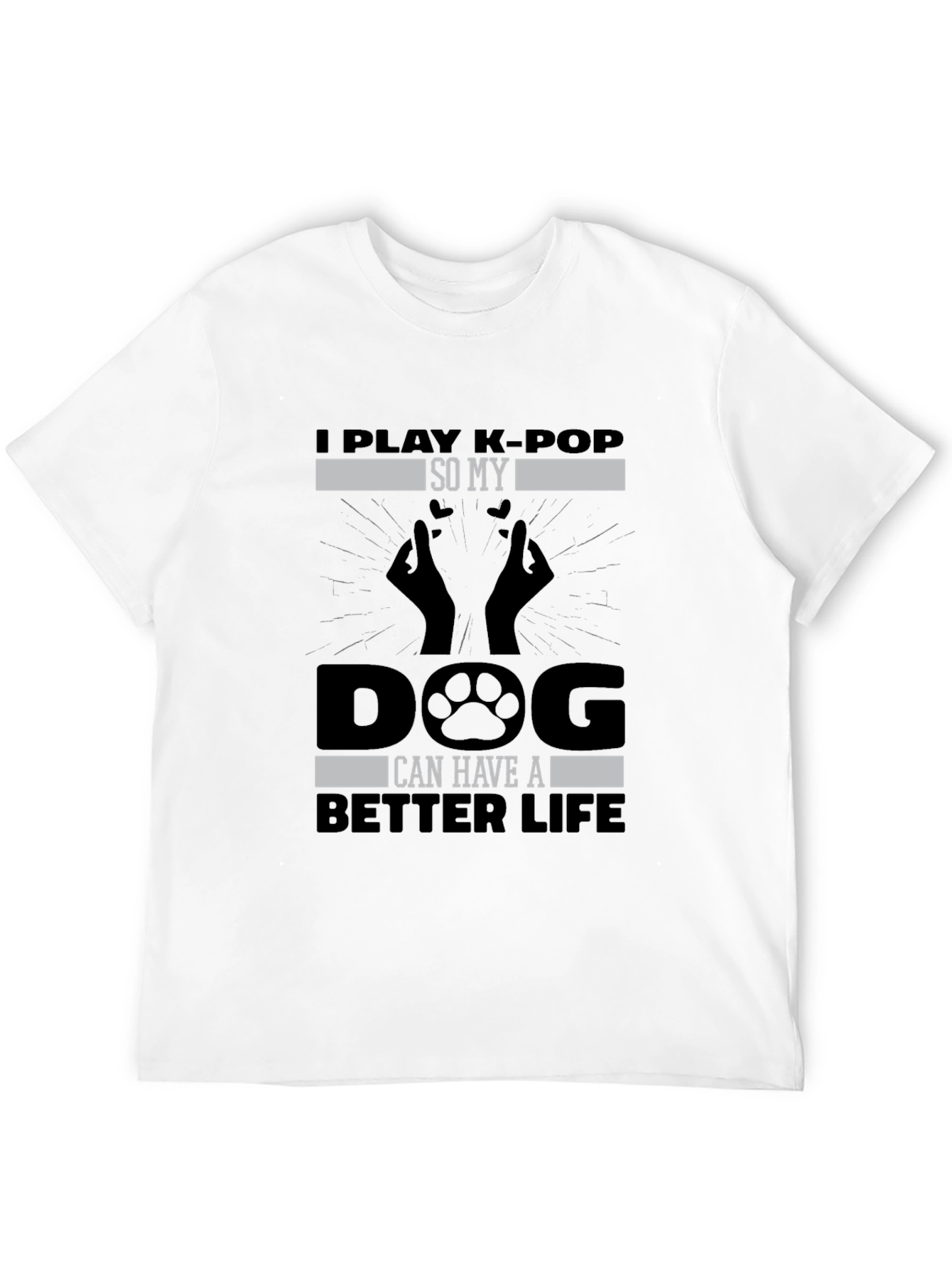 Camiseta Negra K-POP Dog Life para Hombre