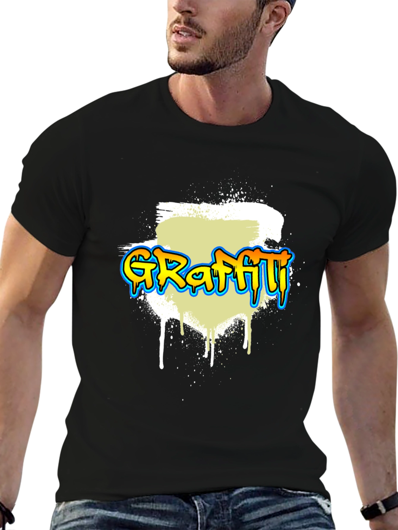 Camiseta Negra Graffiti - Estilo Urbano y Moderno